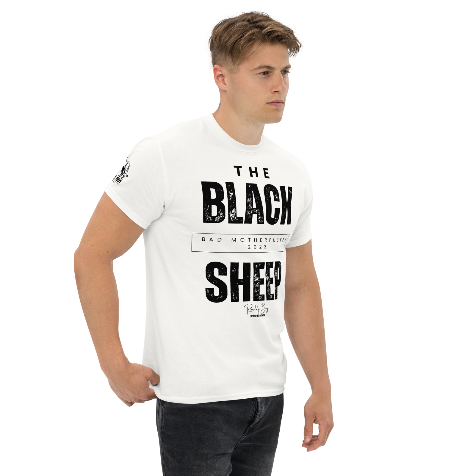Rowdy Boy "The Black Sheep" (Bad Motherfucker) Unisex Classic Tee - Image 3