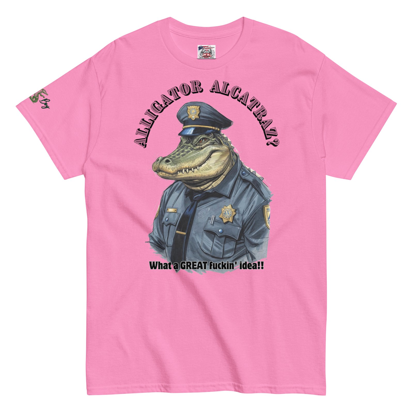 Rowdy Boy "Alligateor Alcatraz???" (What A Great Fuckin Idea!) Unisex Classic Tee - Image 70