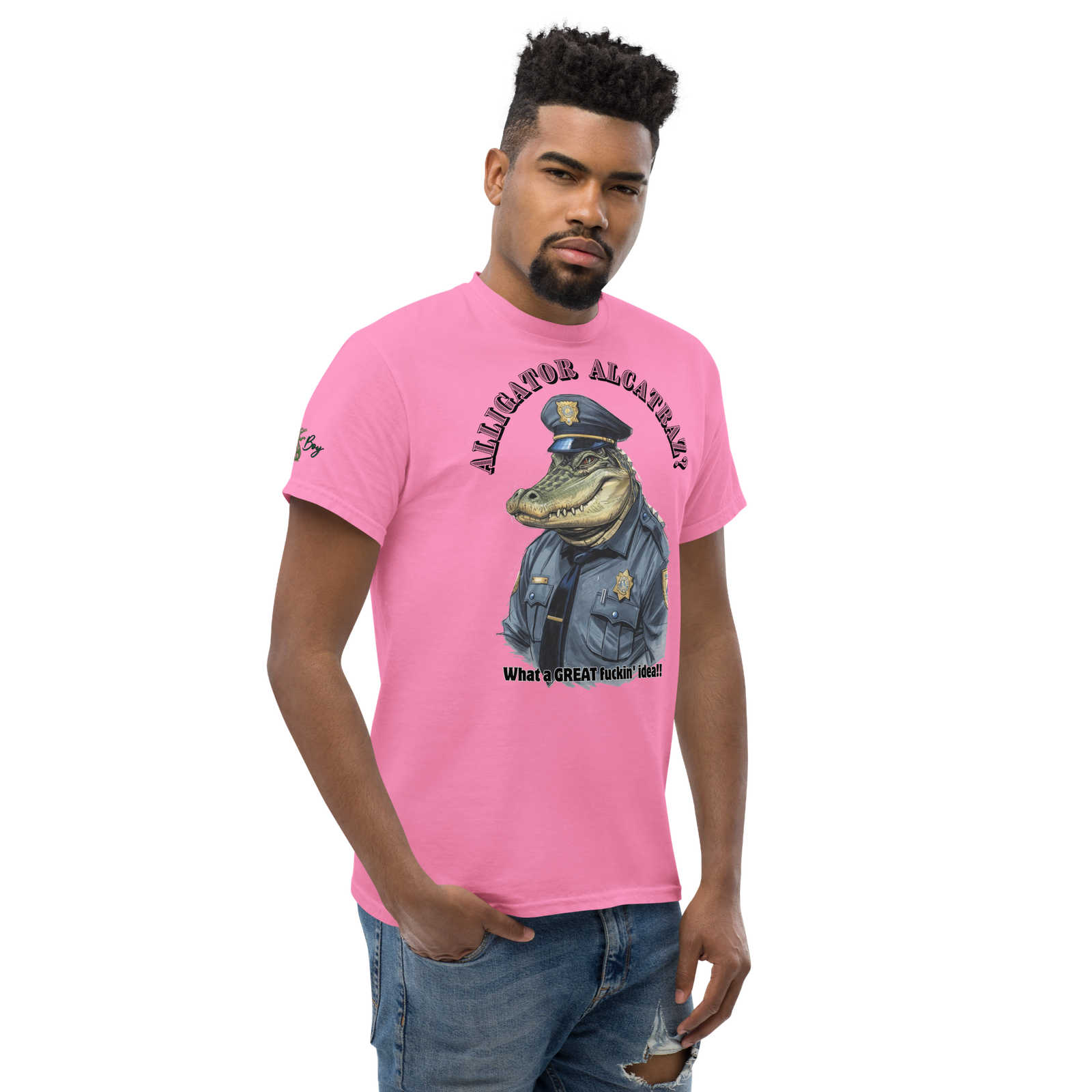 Rowdy Boy "Alligateor Alcatraz???" (What A Great Fuckin Idea!) Unisex Classic Tee - Image 64