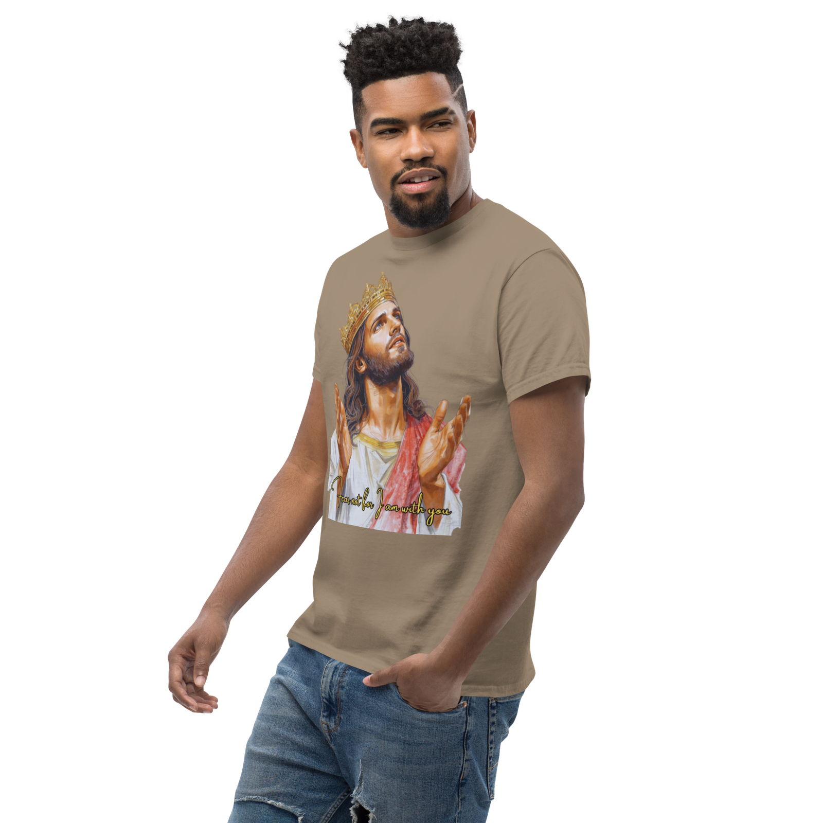 Rowdy Boy "Fear Not For I Am With You" (Jesus) Unisex Classic Tee - Image 72