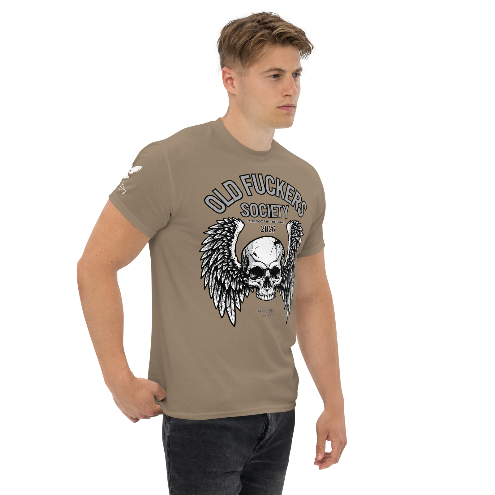 Rowdy Boy " Old Fuckers Society" (One foot in the grave) Unisex Classic Tee - Image 165