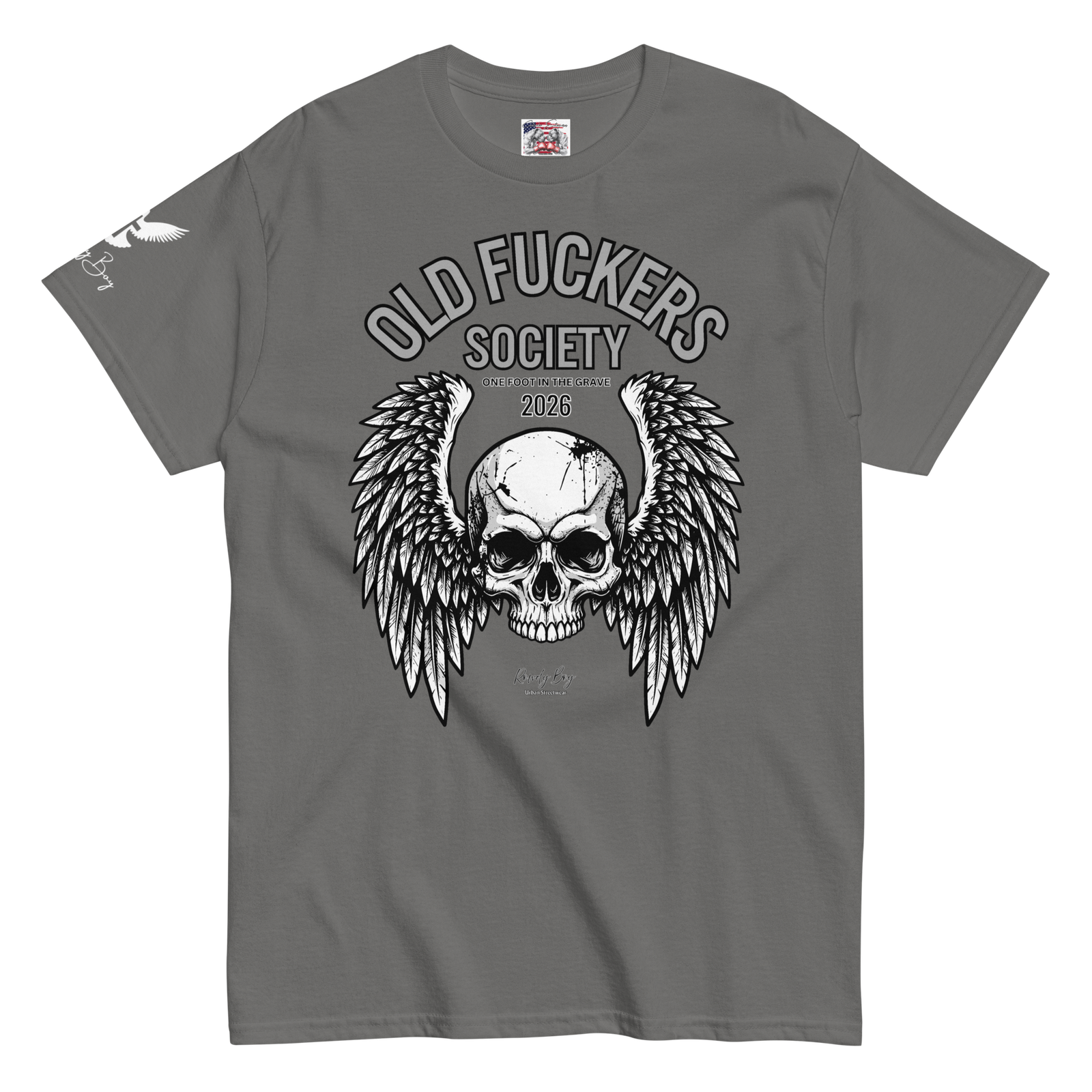 Rowdy Boy " Old Fuckers Society" (One foot in the grave) Unisex Classic Tee - Image 138