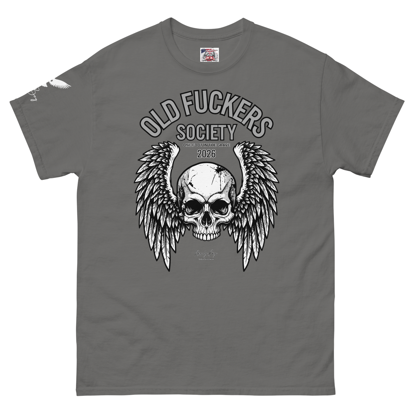 Rowdy Boy " Old Fuckers Society" (One foot in the grave) Unisex Classic Tee - Image 213