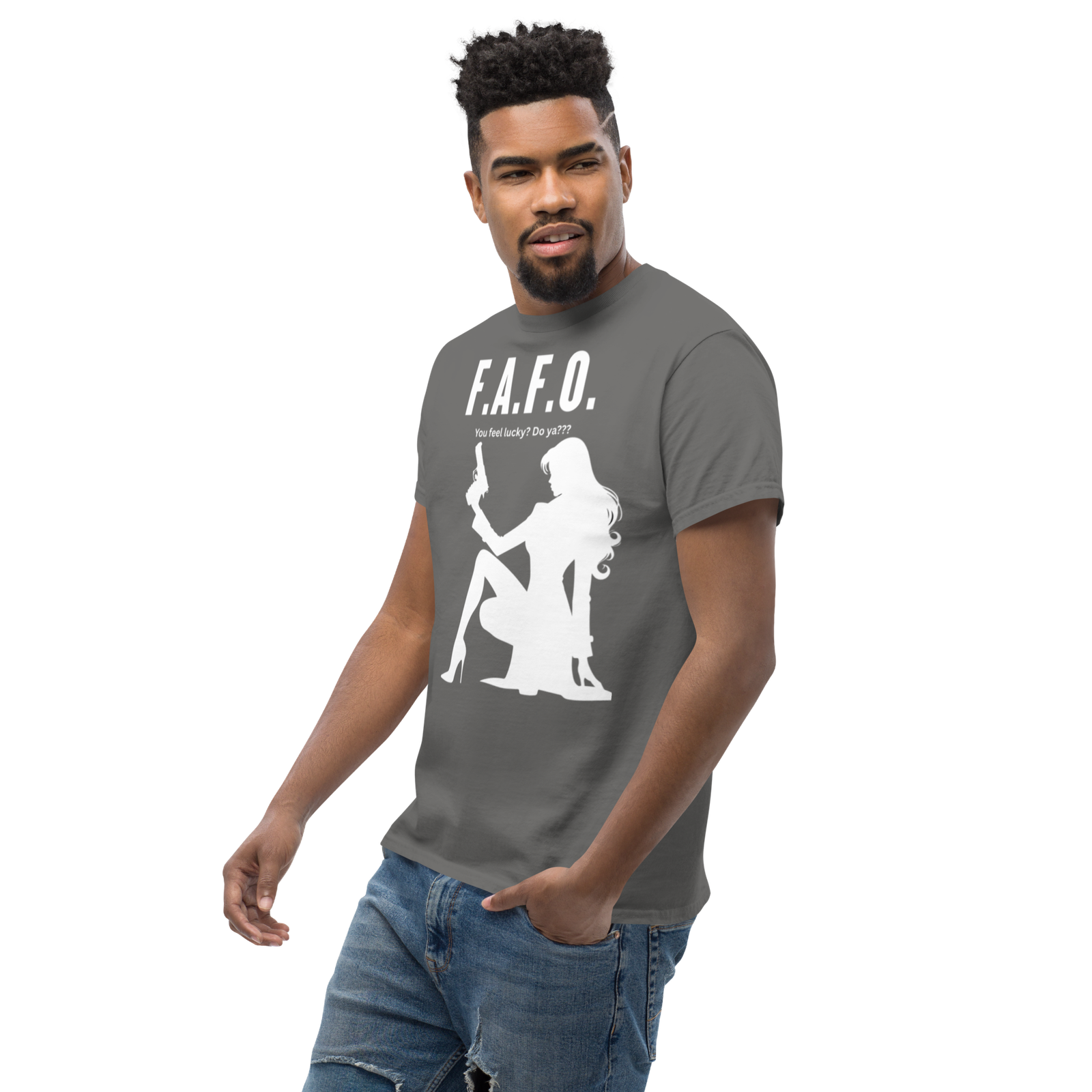 Rowdy Boy "F.A.F.O. Fuck Around & Find Out" (Do You Feel Lucky?) Unisex Classic Tee - Image 164