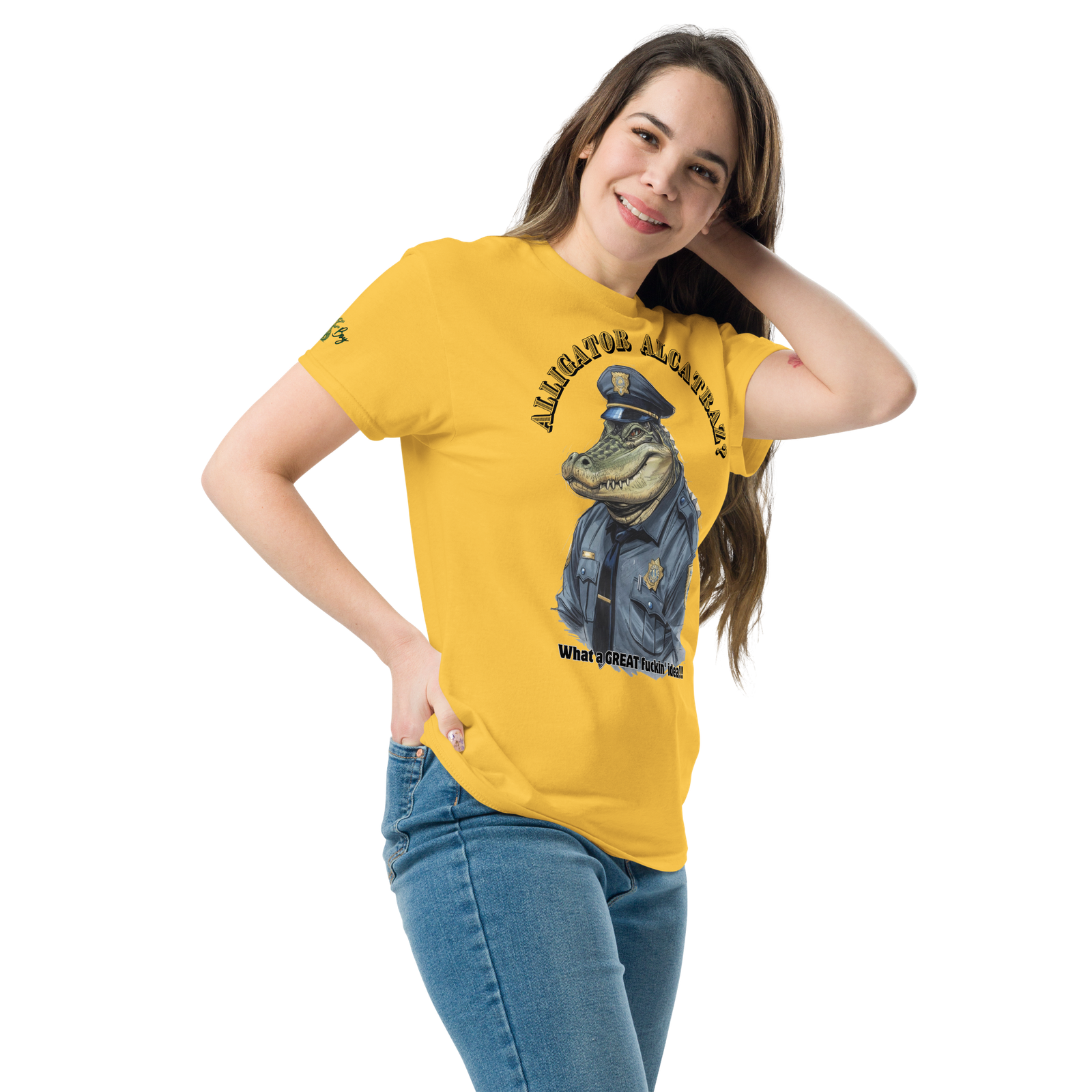 Rowdy Boy "Alligateor Alcatraz???" (What A Great Fuckin Idea!) Unisex Classic Tee - Image 140