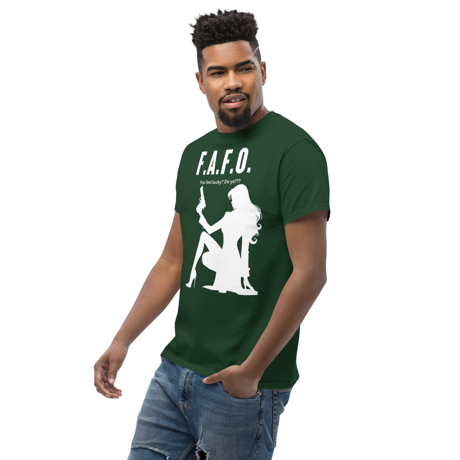 Rowdy Boy "F.A.F.O. Fuck Around & Find Out" (Do You Feel Lucky?) Unisex Classic Tee - Image 77