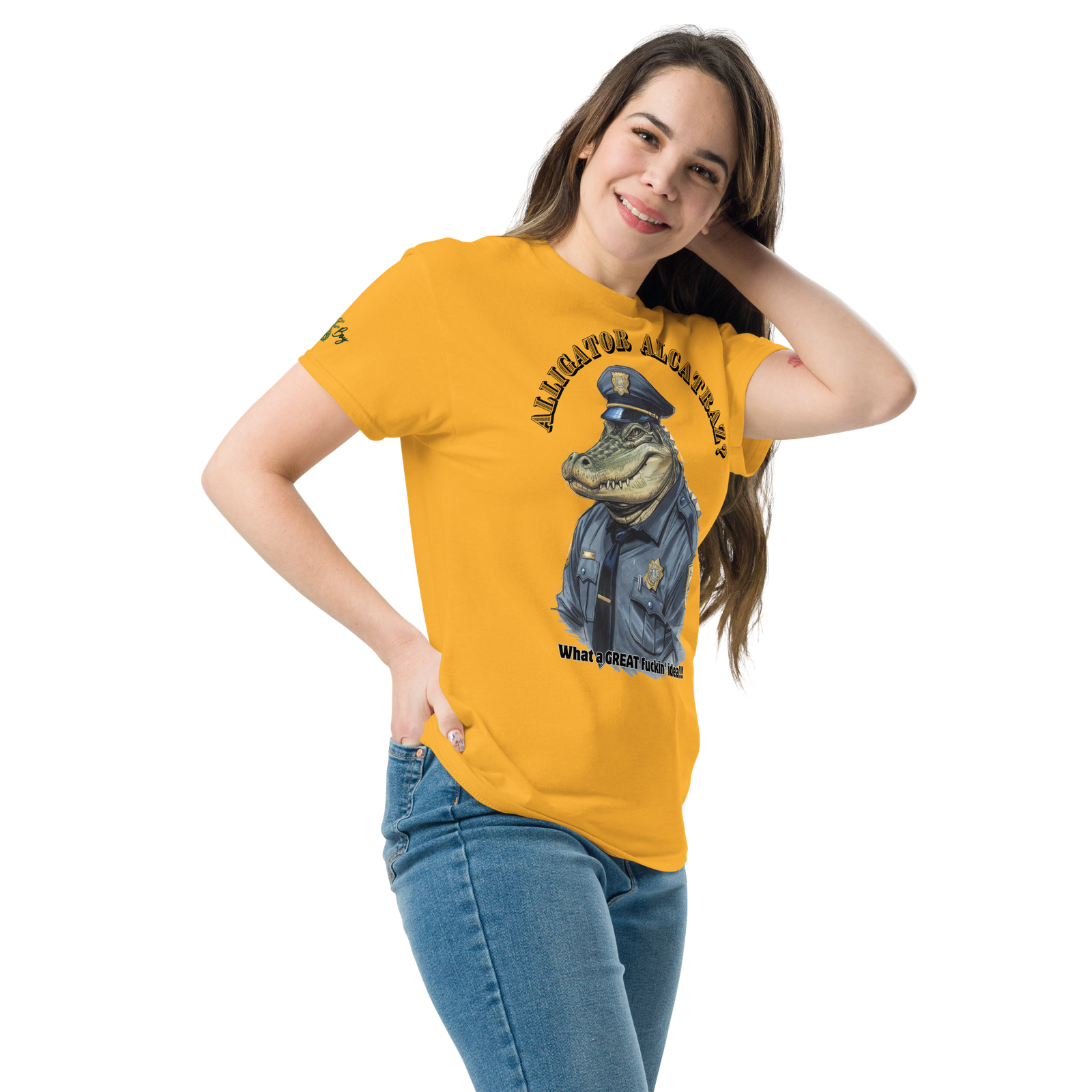 Rowdy Boy "Alligateor Alcatraz???" (What A Great Fuckin Idea!) Unisex Classic Tee - Image 94