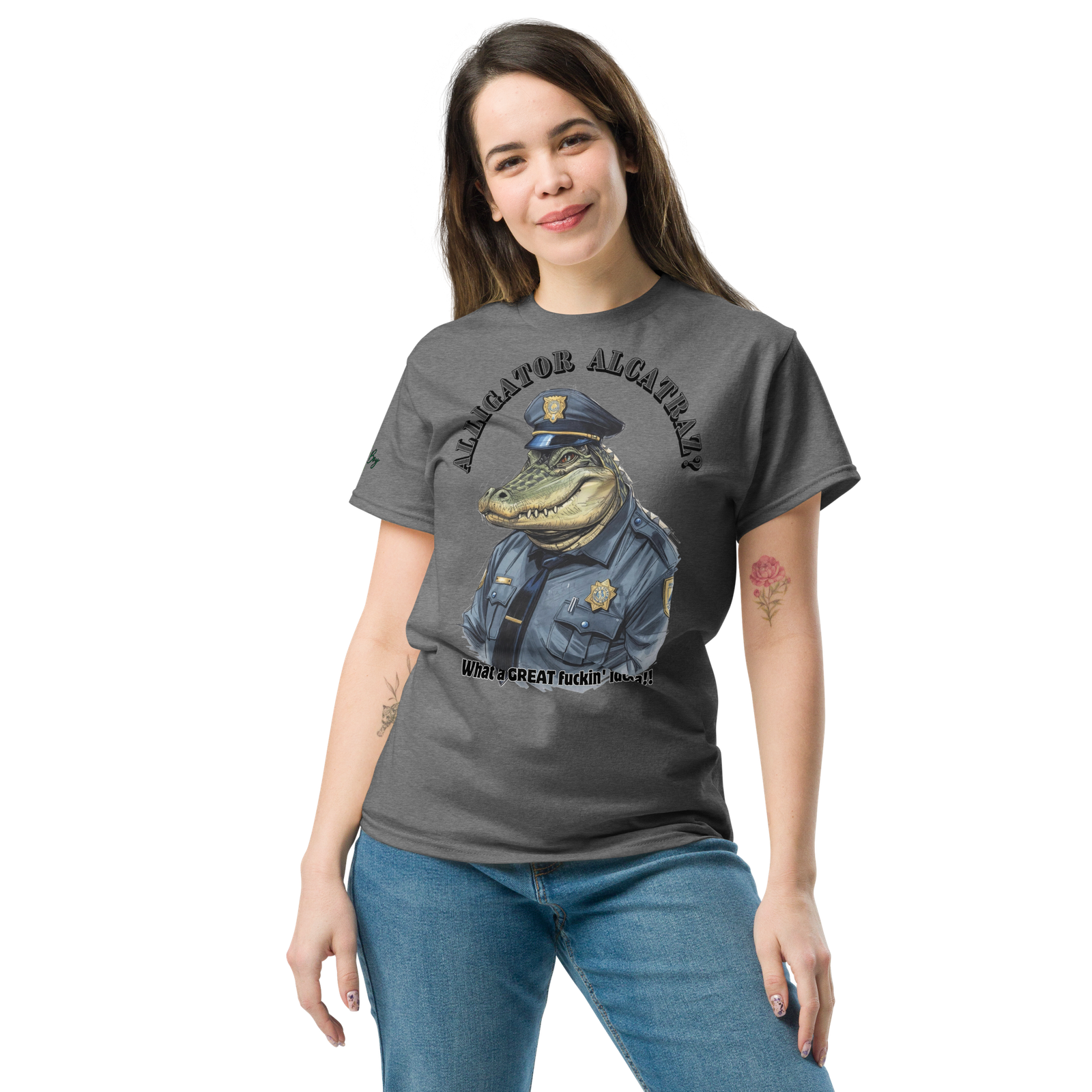 Rowdy Boy "Alligateor Alcatraz???" (What A Great Fuckin Idea!) Unisex Classic Tee - Image 28