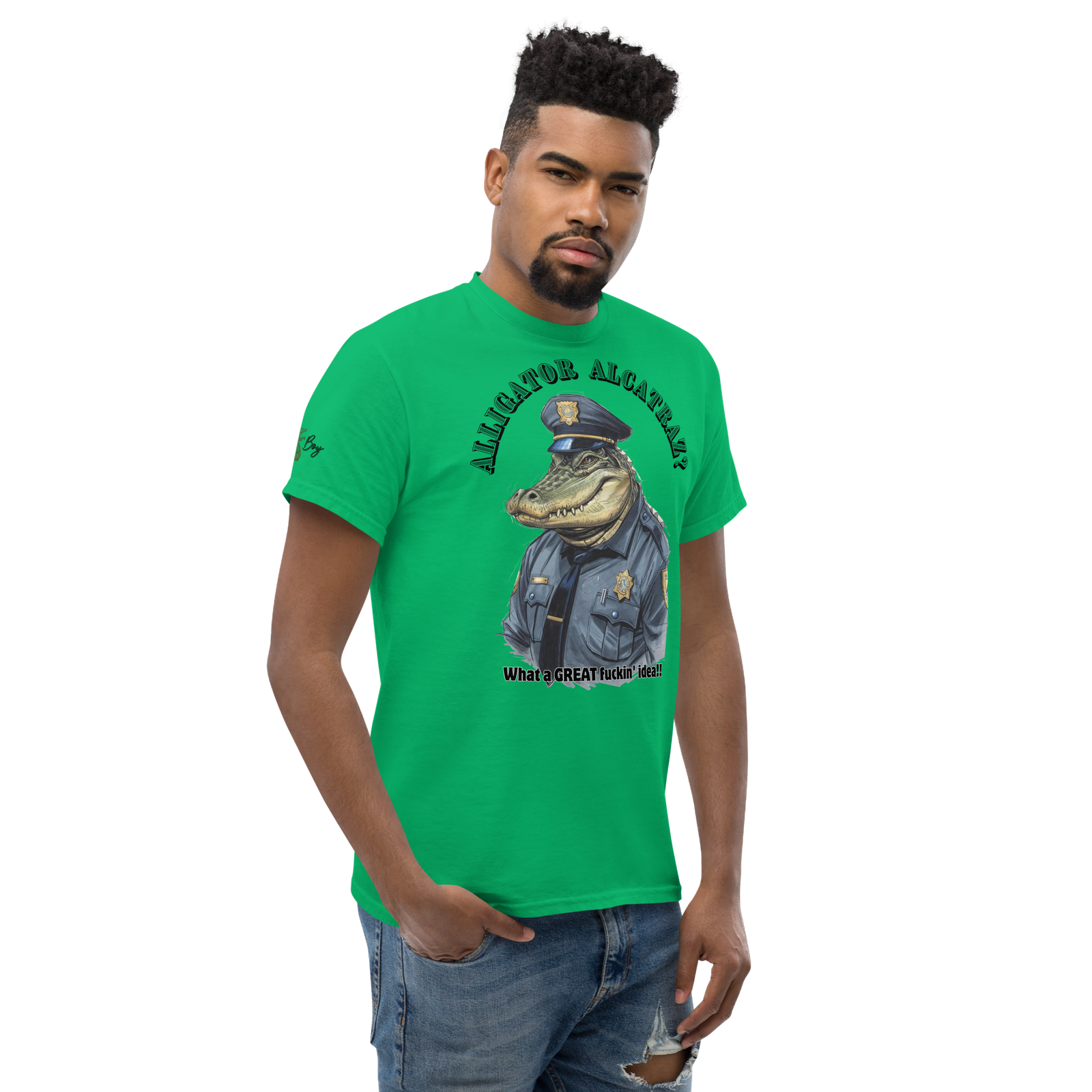 Rowdy Boy "Alligateor Alcatraz???" (What A Great Fuckin Idea!) Unisex Classic Tee - Image 52