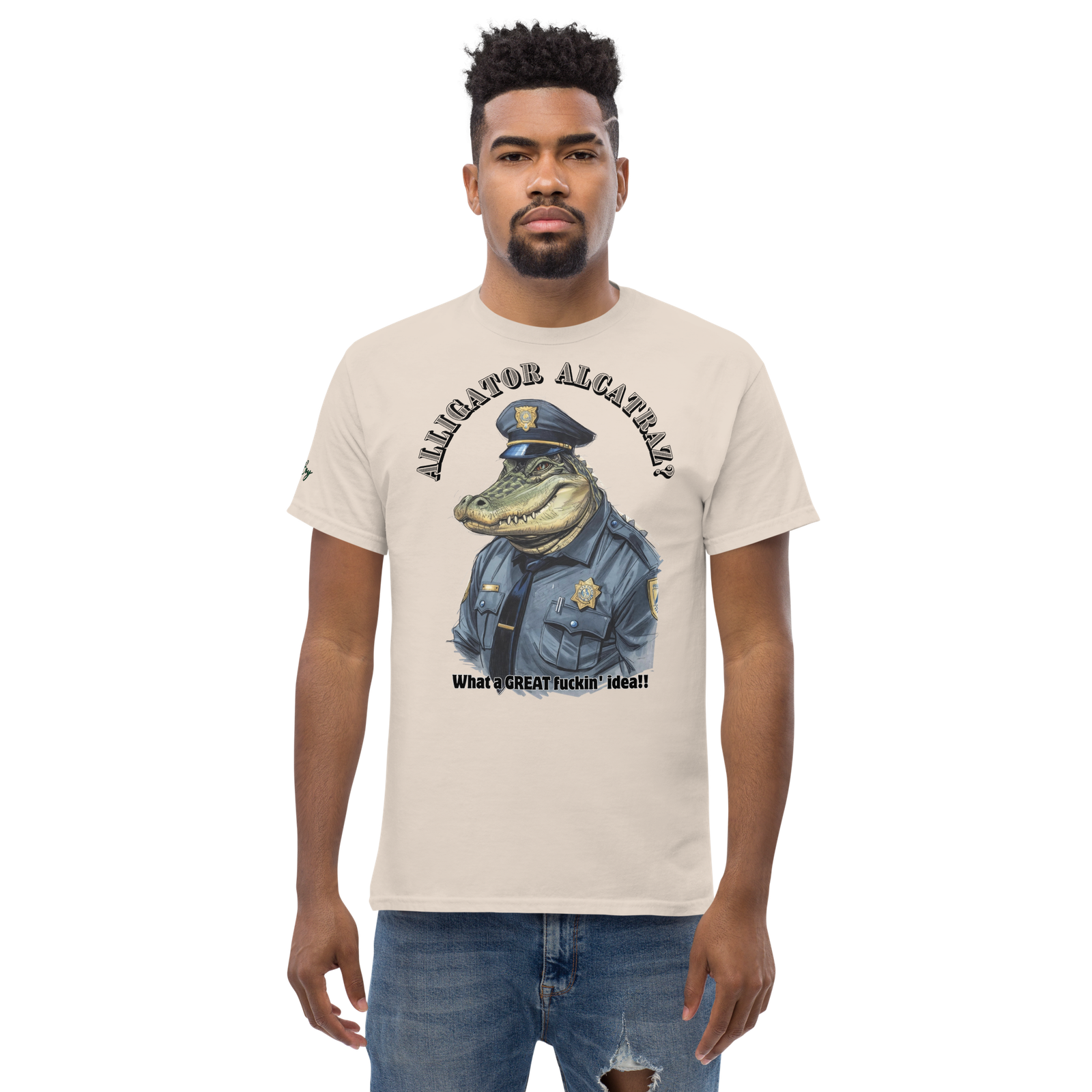 Rowdy Boy "Alligateor Alcatraz???" (What A Great Fuckin Idea!) Unisex Classic Tee - Image 168