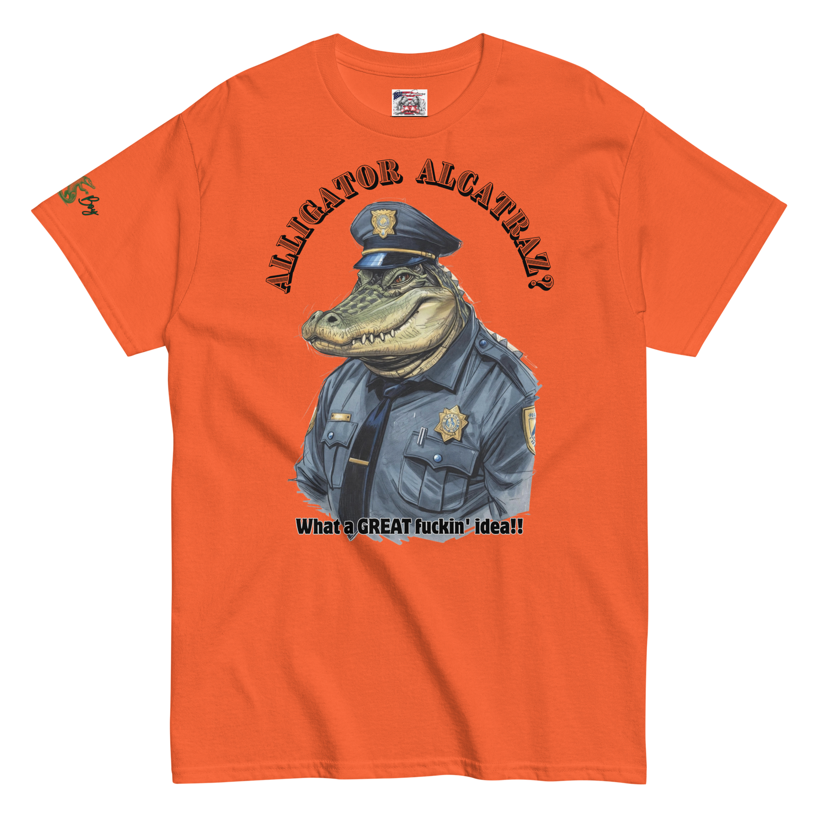 Rowdy Boy "Alligateor Alcatraz???" (What A Great Fuckin Idea!) Unisex Classic Tee - Image 10