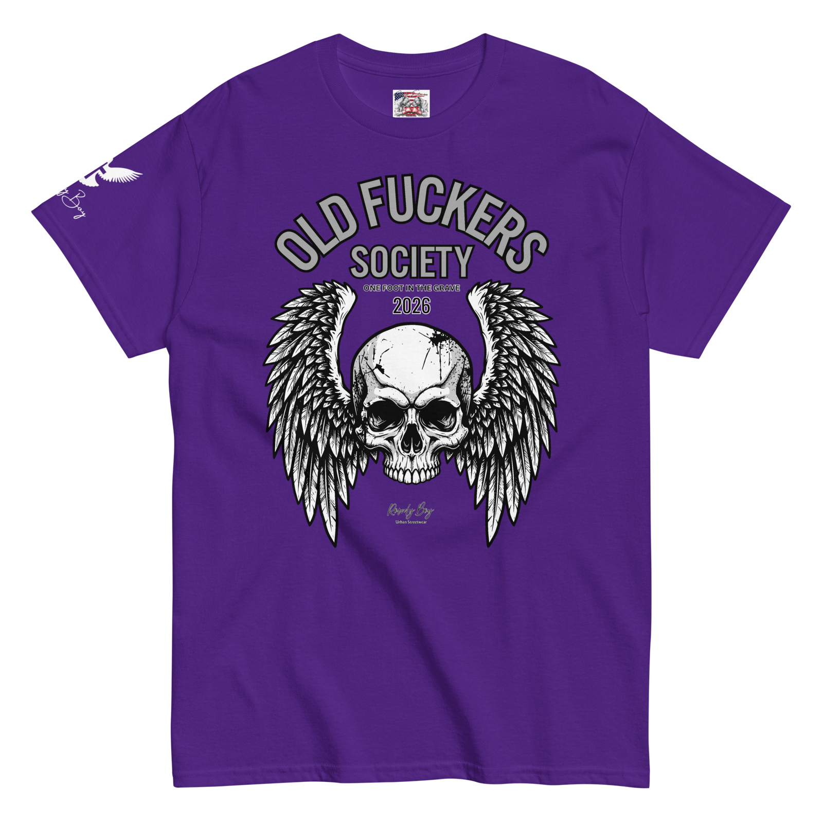 Rowdy Boy " Old Fuckers Society" (One foot in the grave) Unisex Classic Tee - Image 37