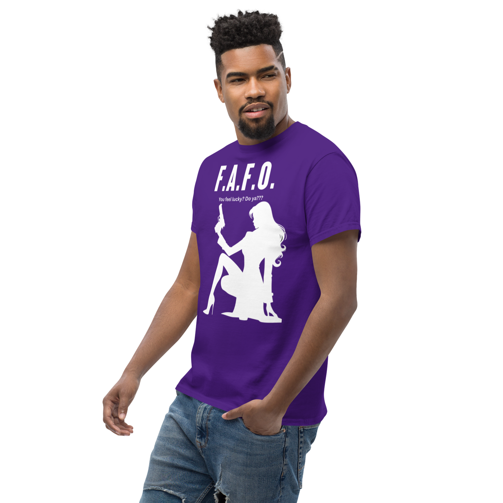 Rowdy Boy "F.A.F.O. Fuck Around & Find Out" (Do You Feel Lucky?) Unisex Classic Tee - Image 46