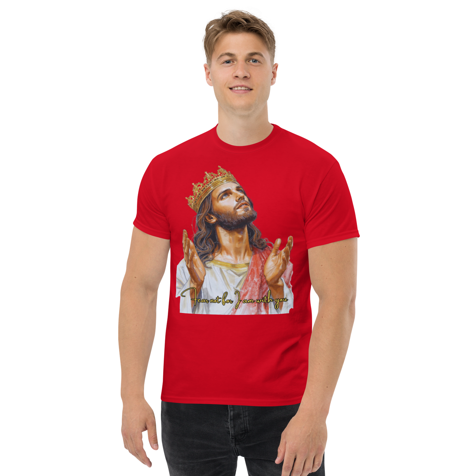 Rowdy Boy "Fear Not For I Am With You" (Jesus) Unisex Classic Tee - Image 12