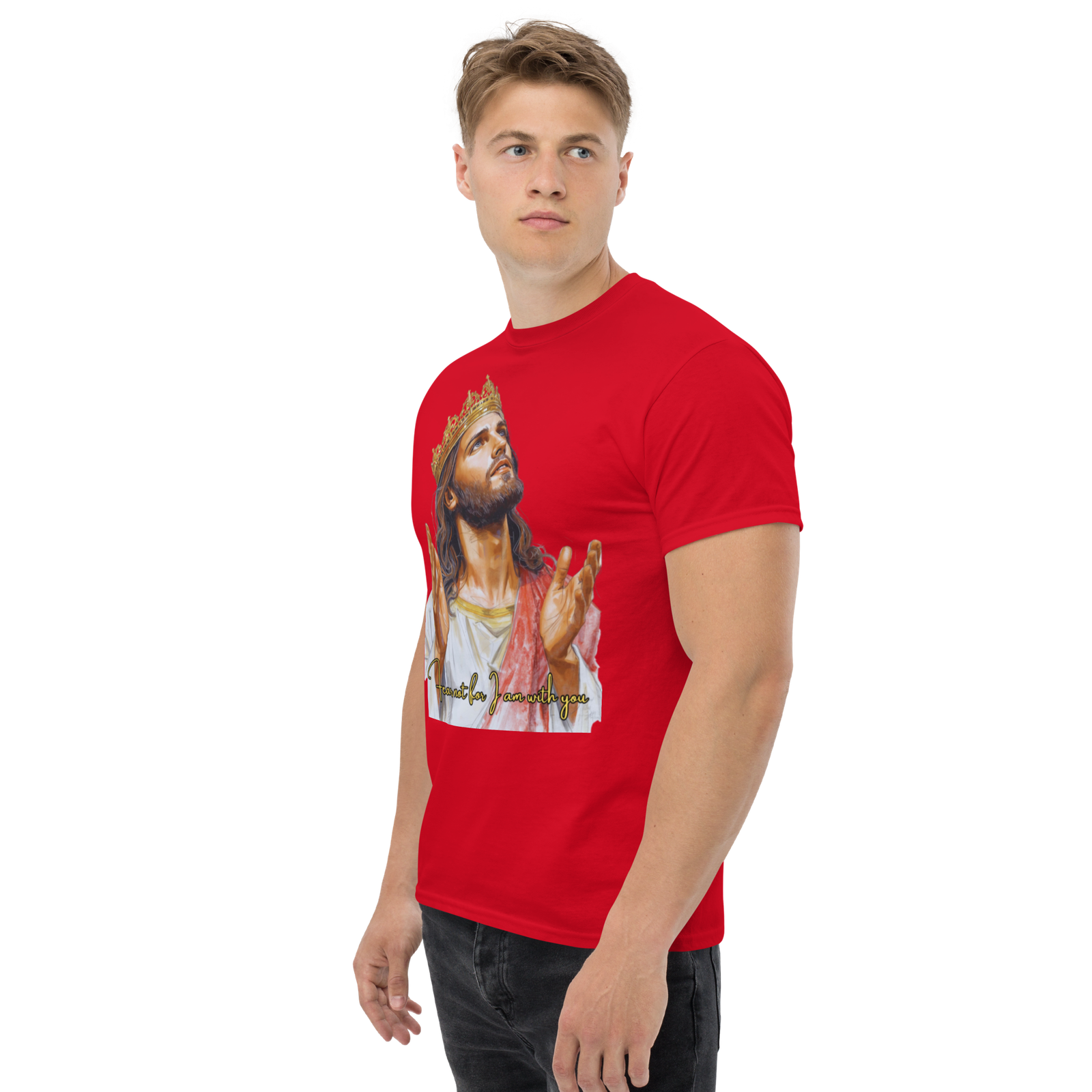 Rowdy Boy "Fear Not For I Am With You" (Jesus) Unisex Classic Tee - Image 4