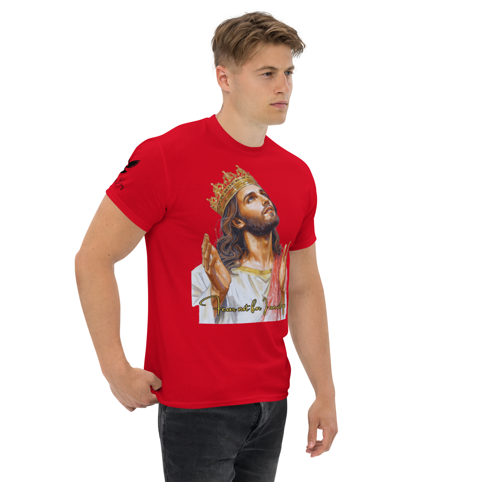 Rowdy Boy "Fear Not For I Am With You" (Jesus) Unisex Classic Tee - Image 2
