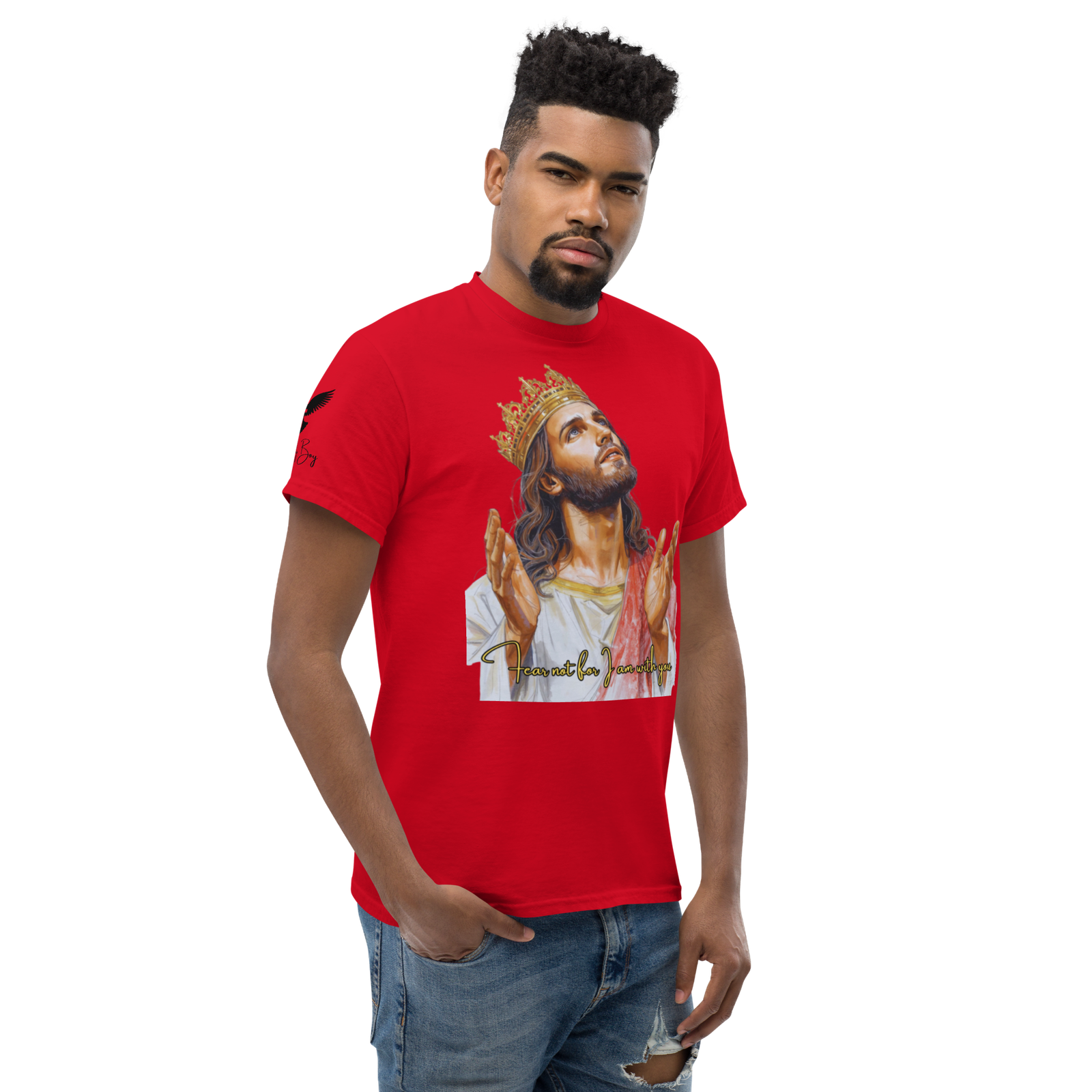 Rowdy Boy "Fear Not For I Am With You" (Jesus) Unisex Classic Tee - Image 5