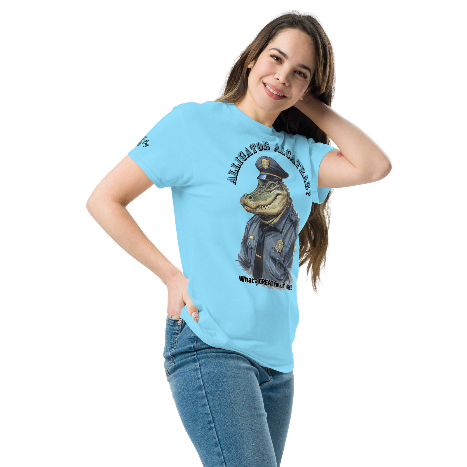 Rowdy Boy "Alligateor Alcatraz???" (What A Great Fuckin Idea!) Unisex Classic Tee - Image 153