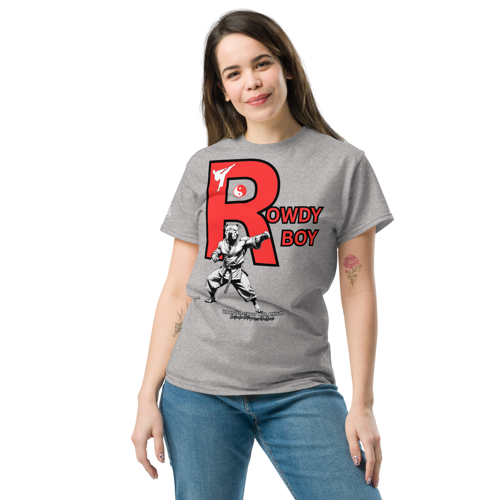 Rowdy Boy "Karate Pit Bull" Unisex Classic Tee - Image 187