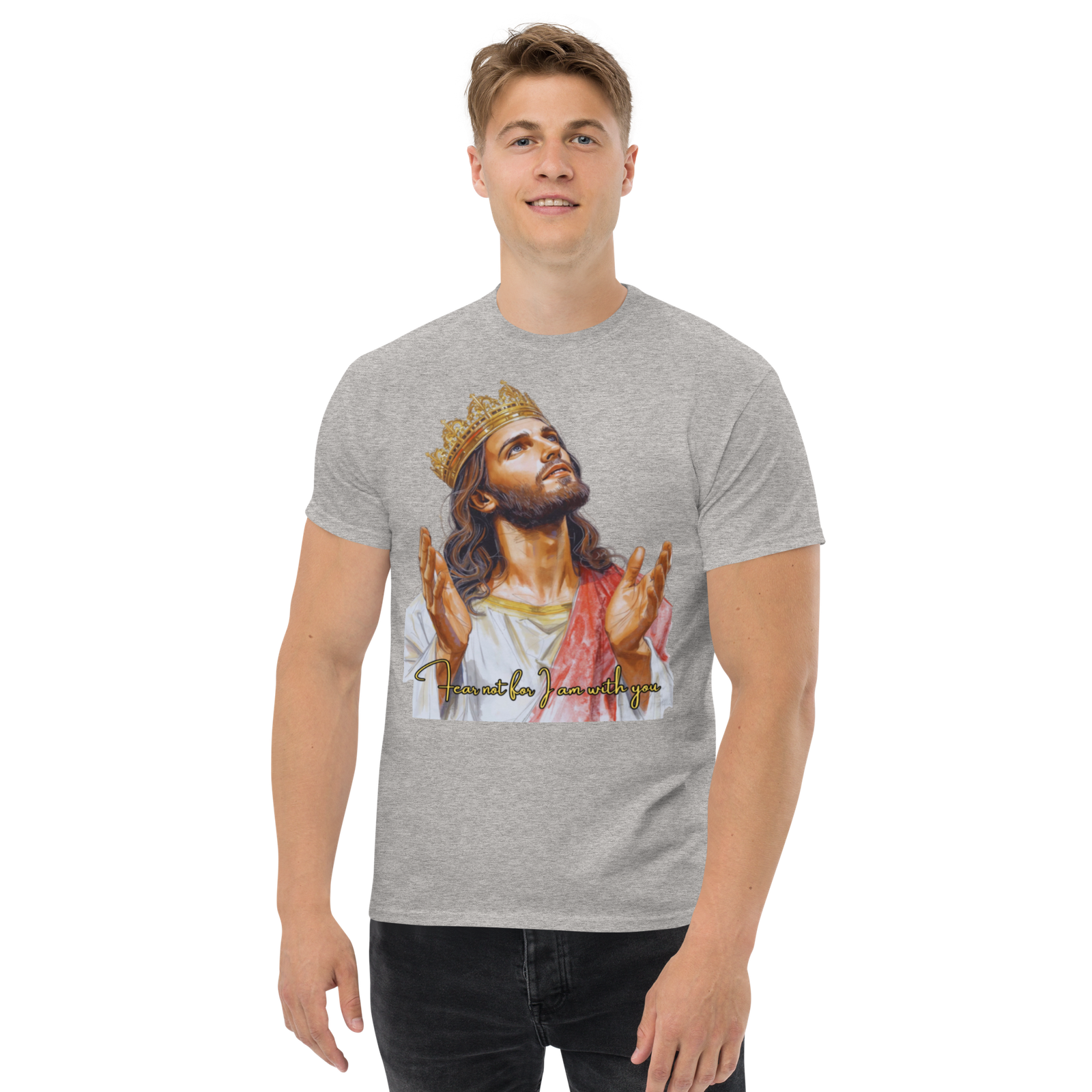 Rowdy Boy "Fear Not For I Am With You" (Jesus) Unisex Classic Tee - Image 128