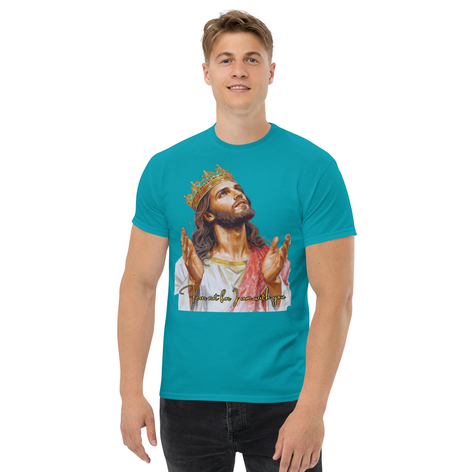 Rowdy Boy "Fear Not For I Am With You" (Jesus) Unisex Classic Tee - Image 61