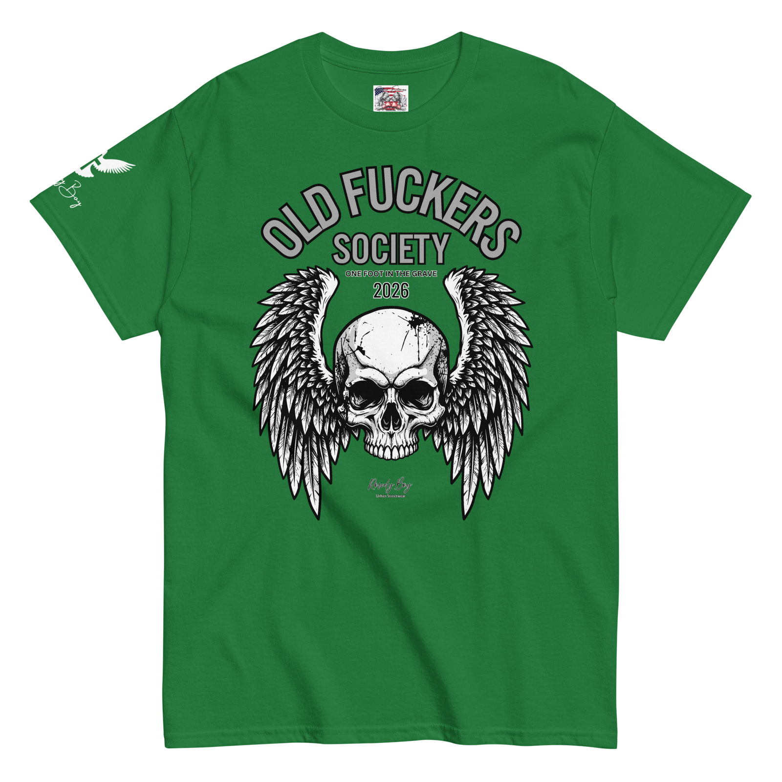 Rowdy Boy " Old Fuckers Society" (One foot in the grave) Unisex Classic Tee - Image 95