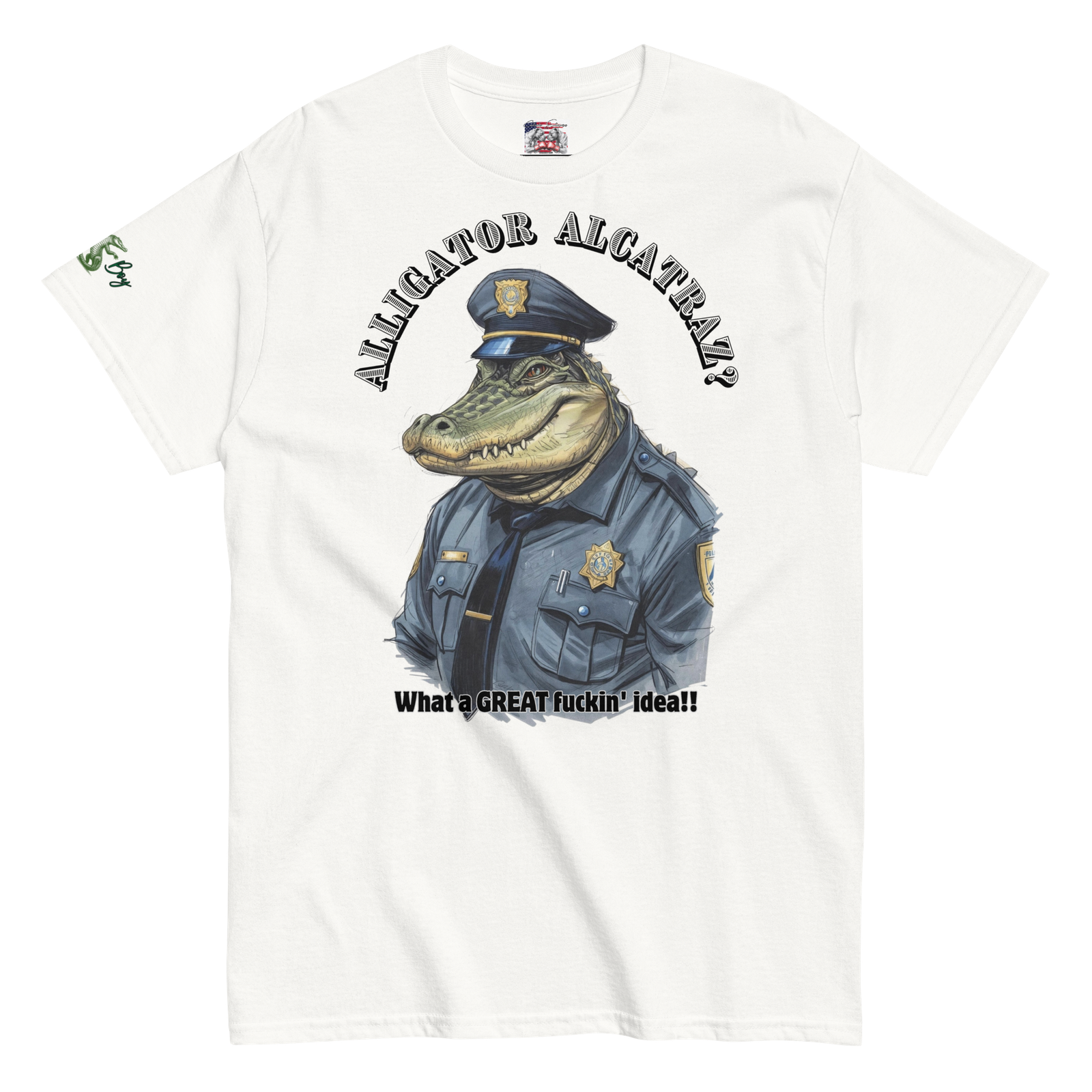 Rowdy Boy "Alligateor Alcatraz???" (What A Great Fuckin Idea!) Unisex Classic Tee - Image 194