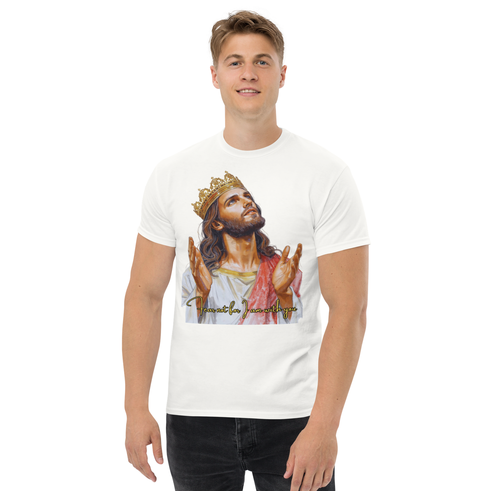 Rowdy Boy "Fear Not For I Am With You" (Jesus) Unisex Classic Tee - Image 204