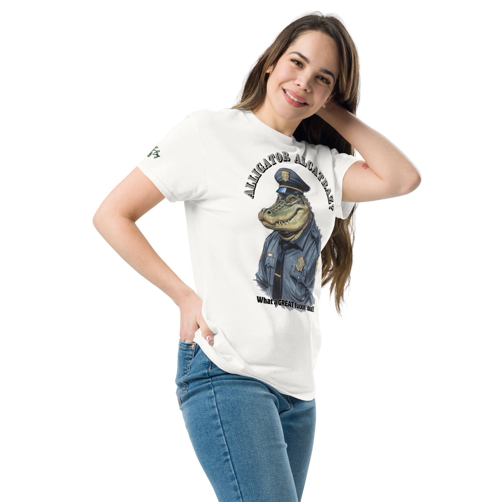 Rowdy Boy "Alligateor Alcatraz???" (What A Great Fuckin Idea!) Unisex Classic Tee - Image 192