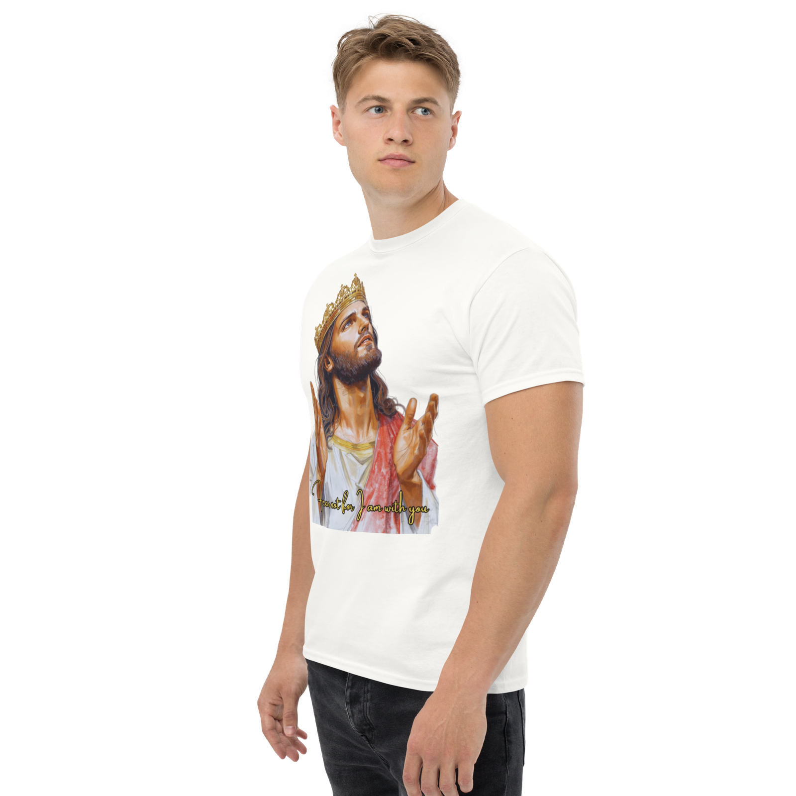 Rowdy Boy "Fear Not For I Am With You" (Jesus) Unisex Classic Tee - Image 197