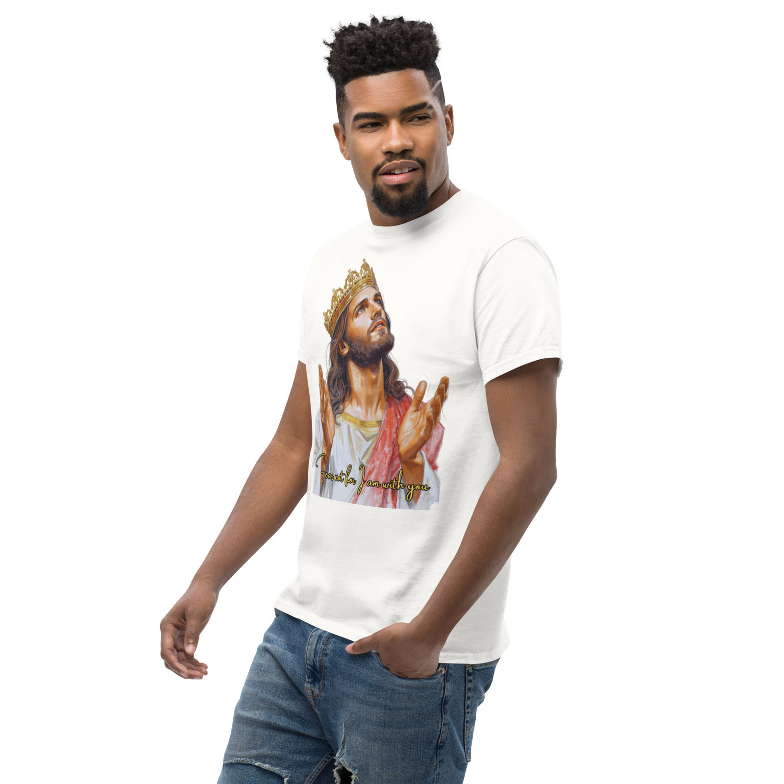 Rowdy Boy "Fear Not For I Am With You" (Jesus) Unisex Classic Tee - Image 199