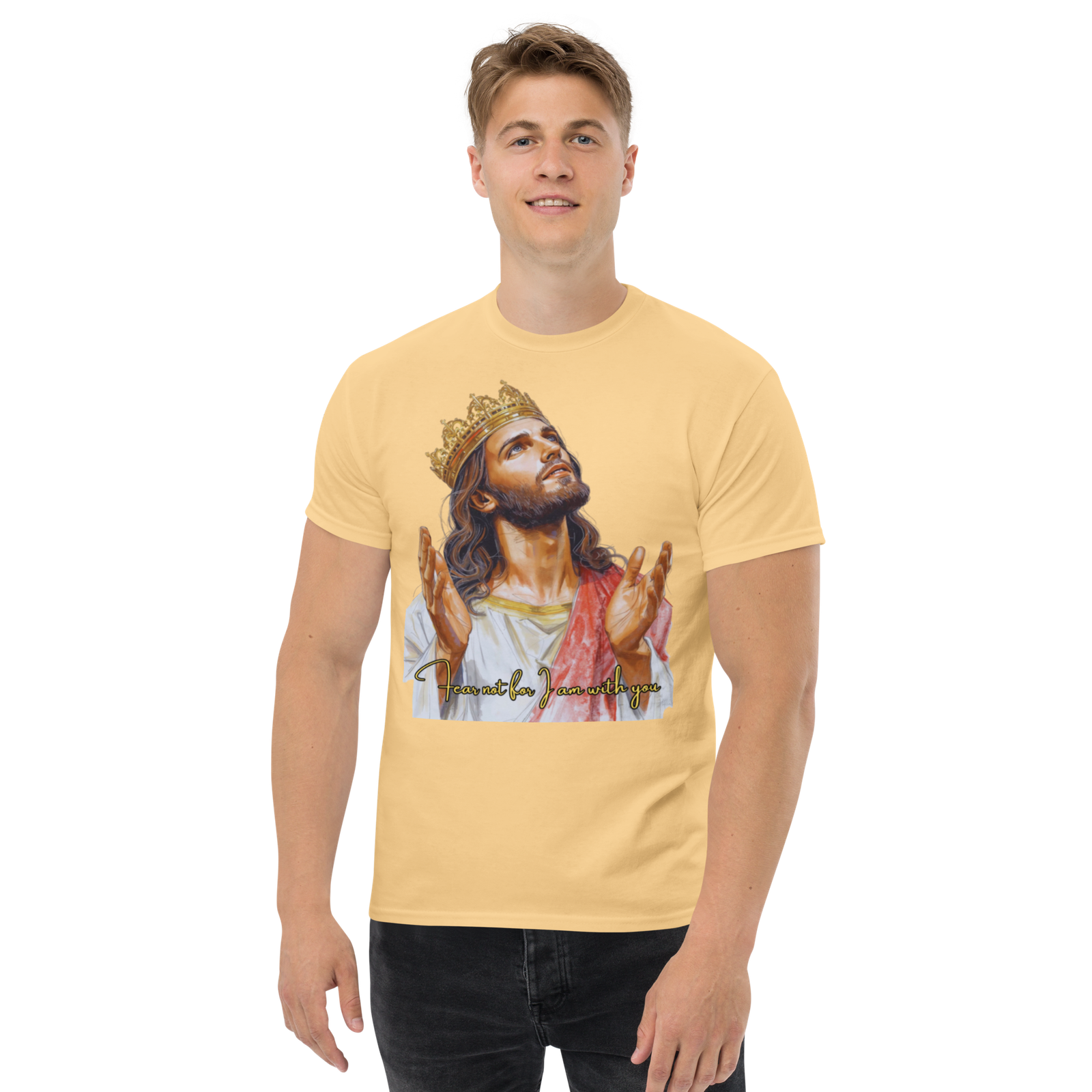 Rowdy Boy "Fear Not For I Am With You" (Jesus) Unisex Classic Tee - Image 176