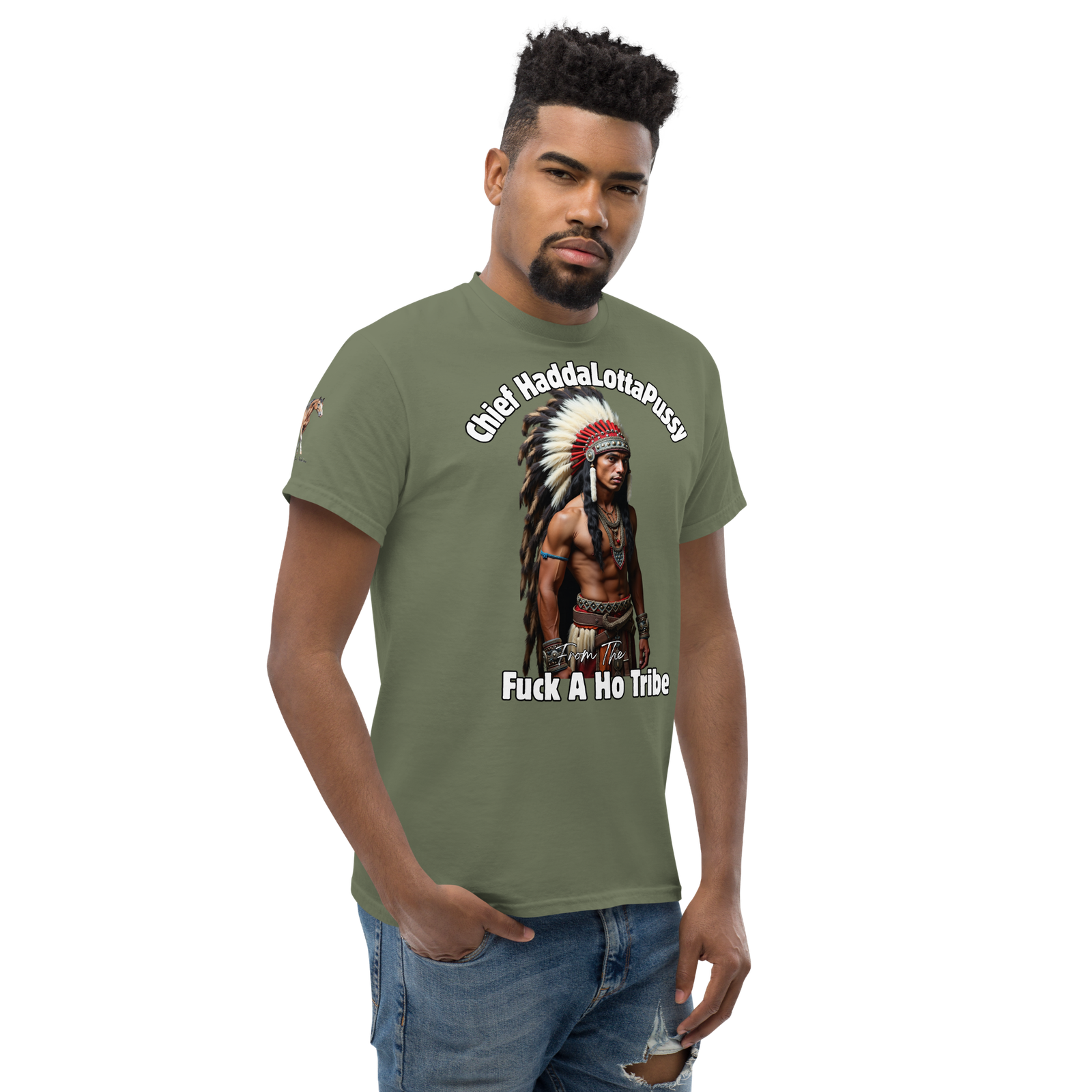 Rowdy Boy "Chief Haddalottapussy" Men's Classic Tee - Image 81