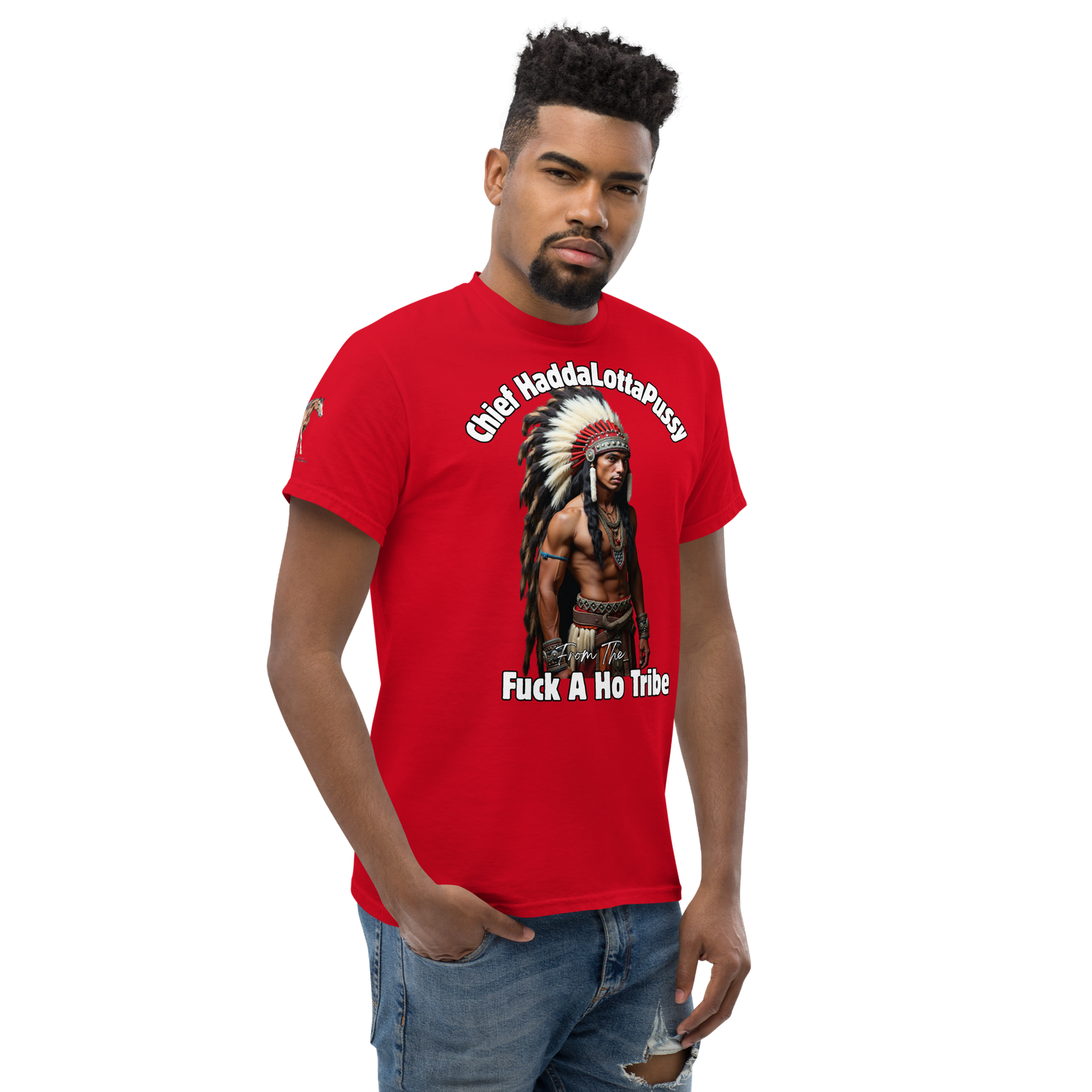 Rowdy Boy "Chief Haddalottapussy" Men's Classic Tee - Image 37