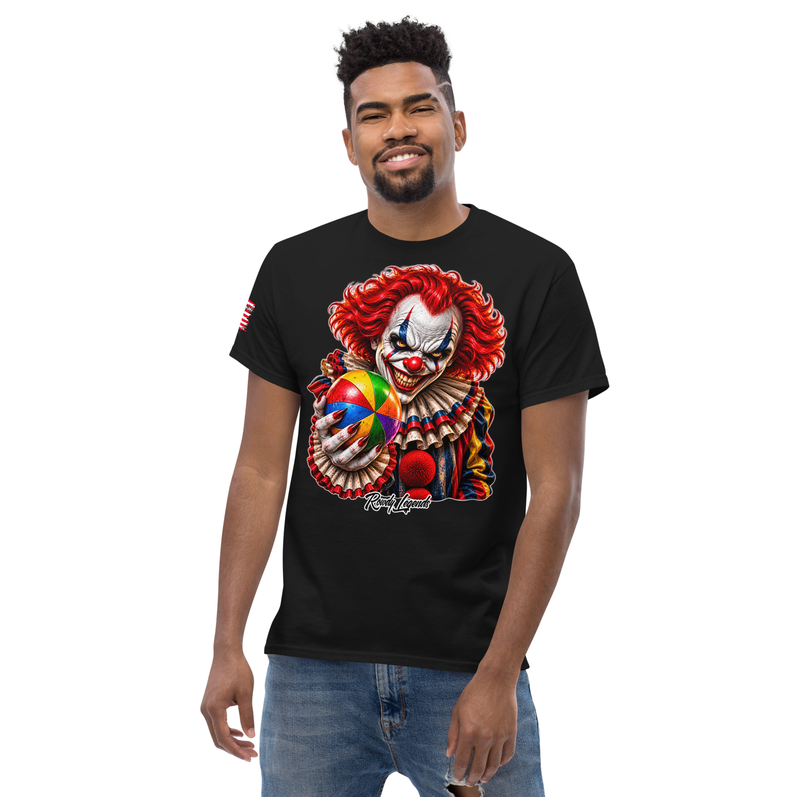 Rowdy Legends "Clown Holding A Colorful Ball" Unisex Classic Tee - Image 13