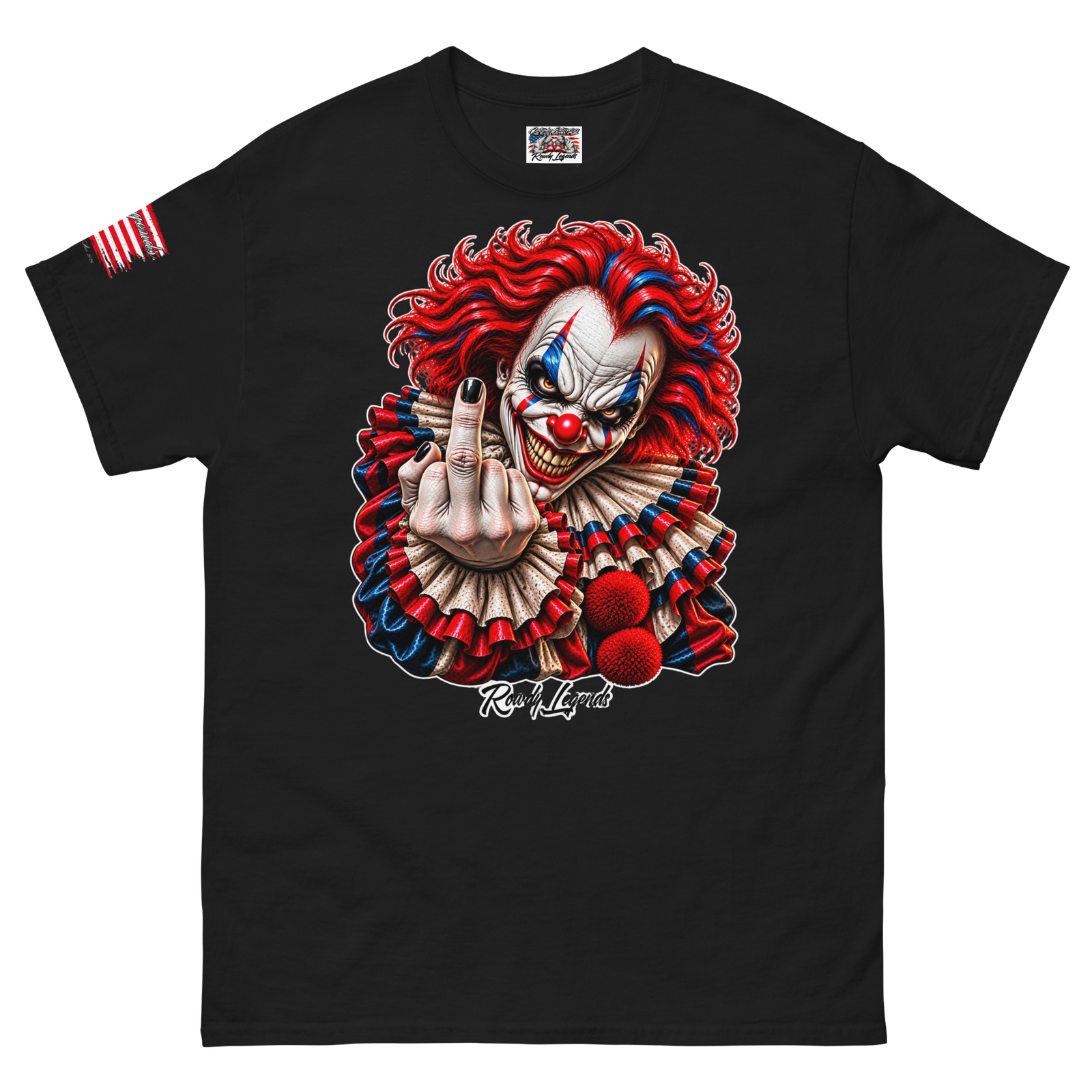 Rowdy Legends "Clown Fipping The Bird" Unisex Classic Tee - Image 2