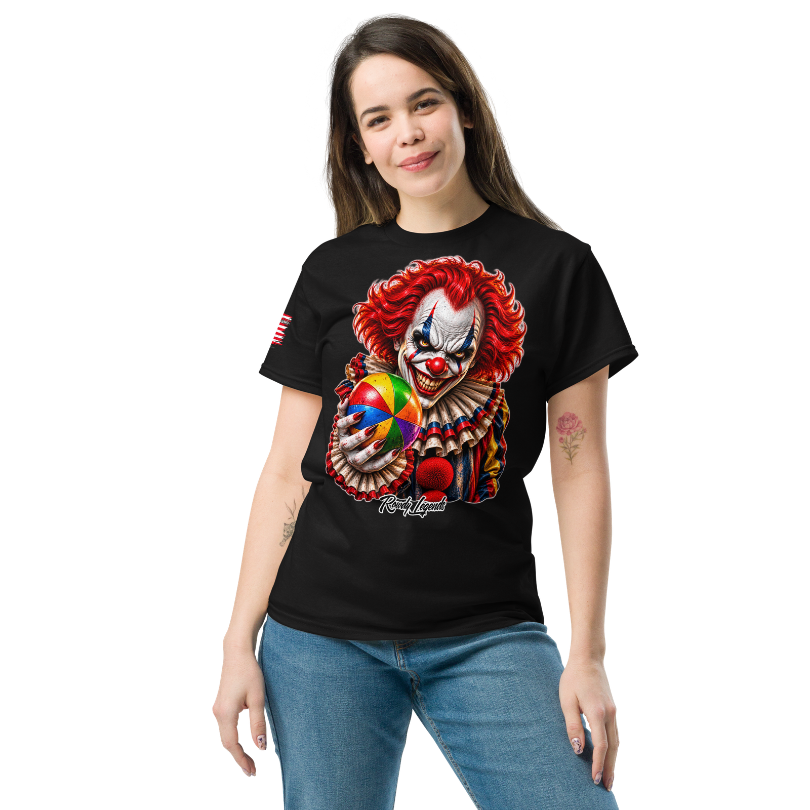 Rowdy Legends "Clown Holding A Colorful Ball" Unisex Classic Tee - Image 10