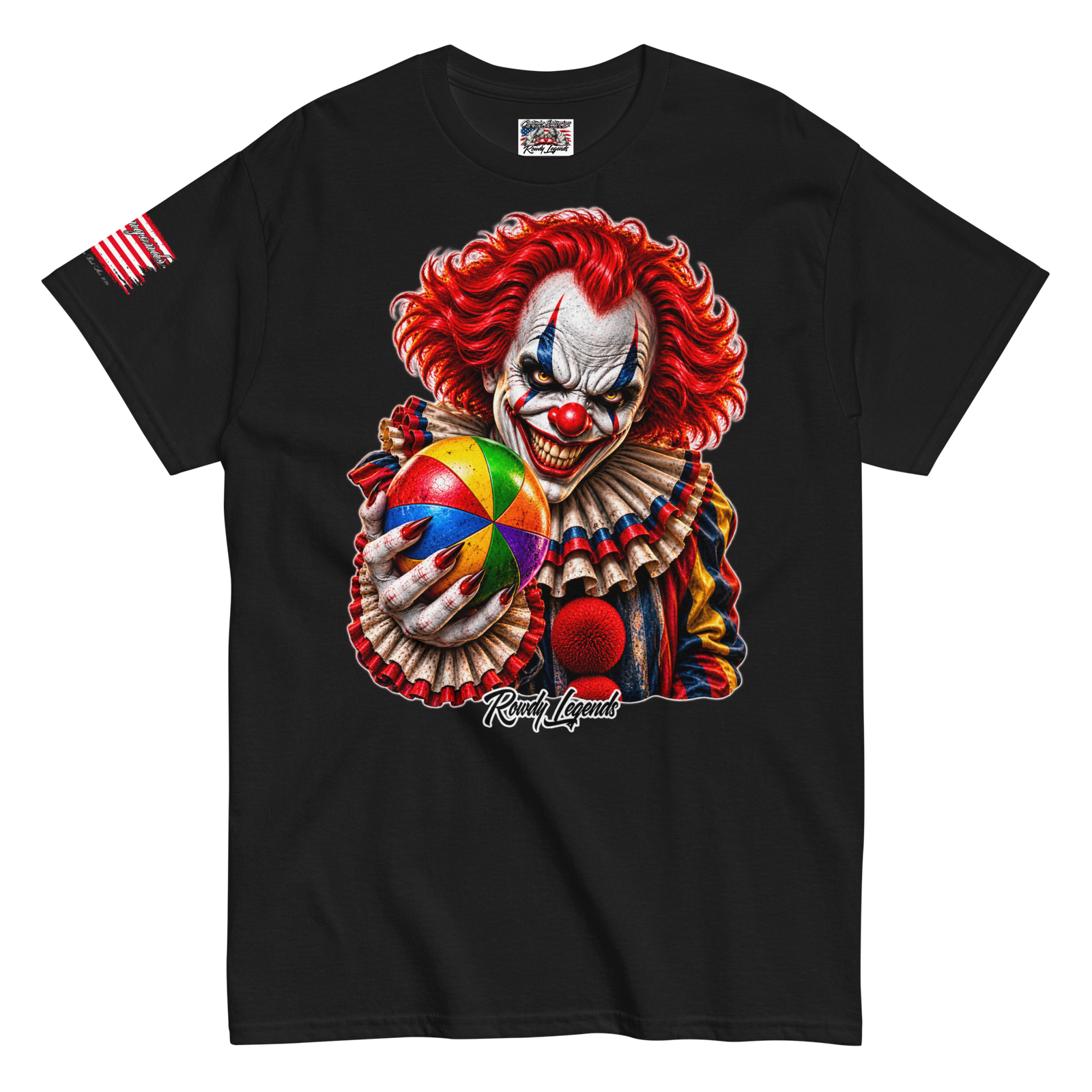 Rowdy Legends "Clown Holding A Colorful Ball" Unisex Classic Tee - Image 11