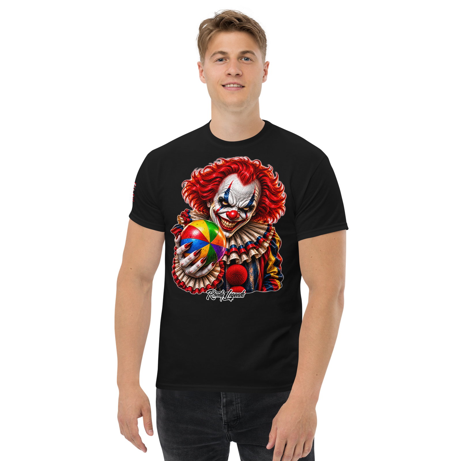 Rowdy Legends "Clown Holding A Colorful Ball" Unisex Classic Tee - Image 12