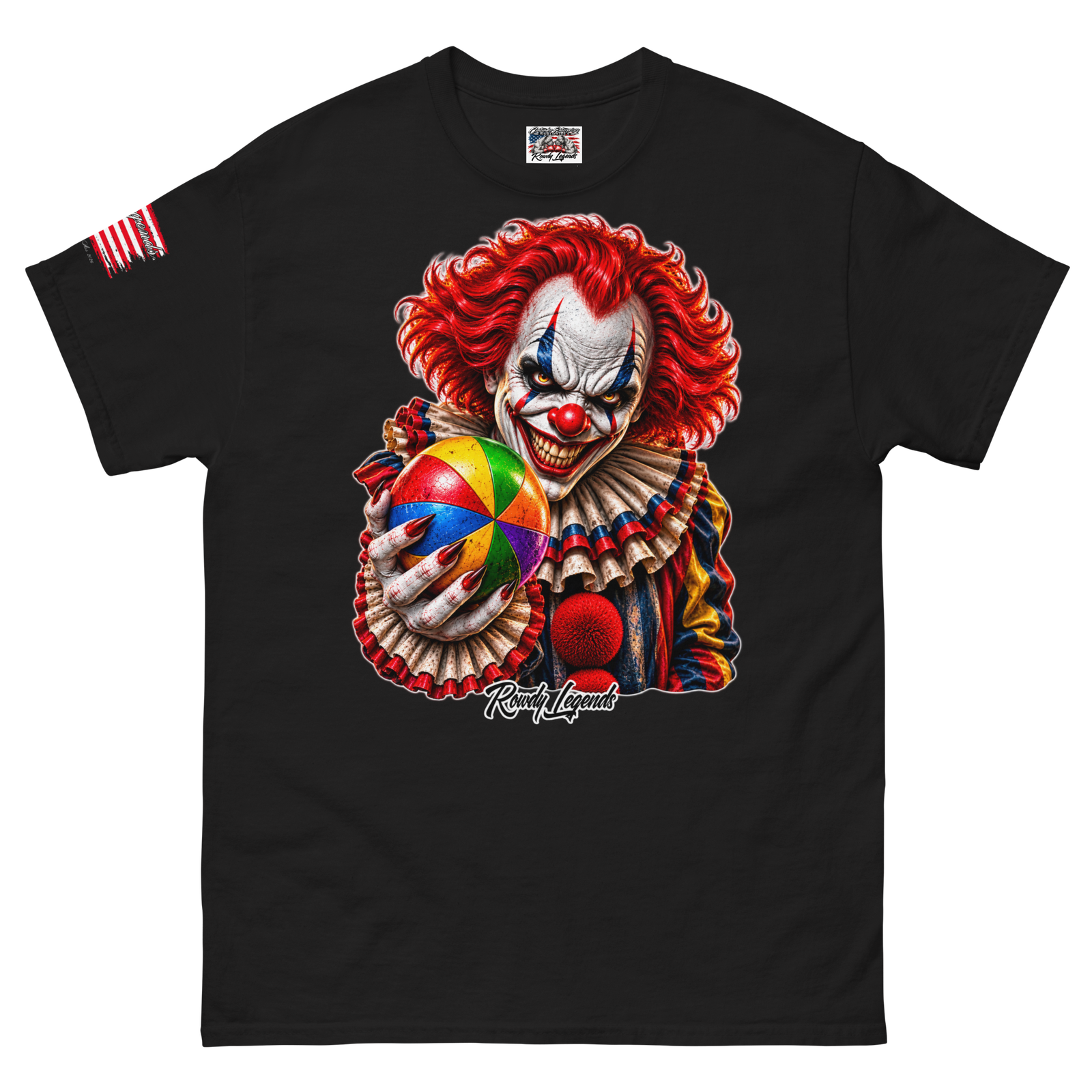 Rowdy Legends "Clown Holding A Colorful Ball" Unisex Classic Tee - Image 49