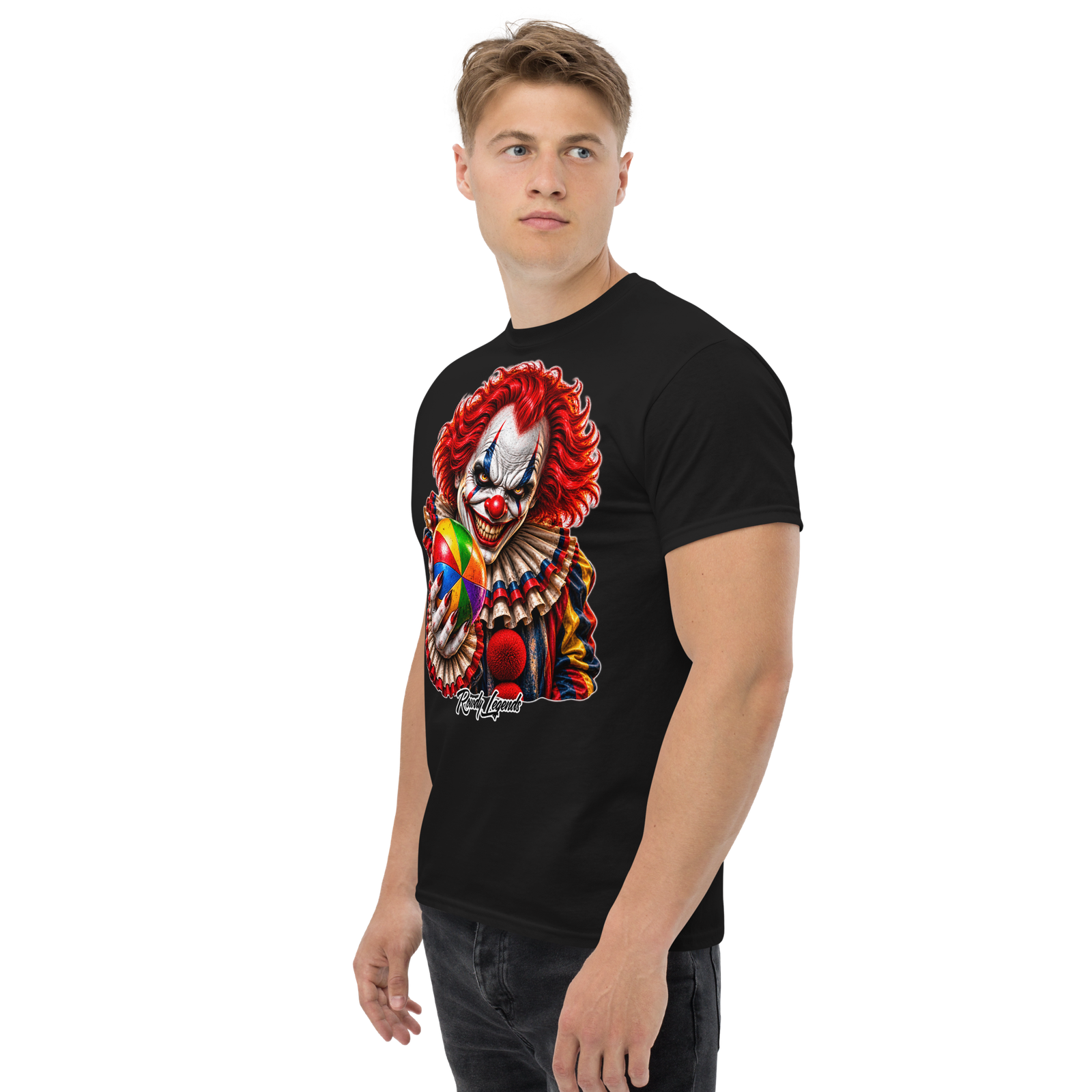 Rowdy Legends "Clown Holding A Colorful Ball" Unisex Classic Tee - Image 4