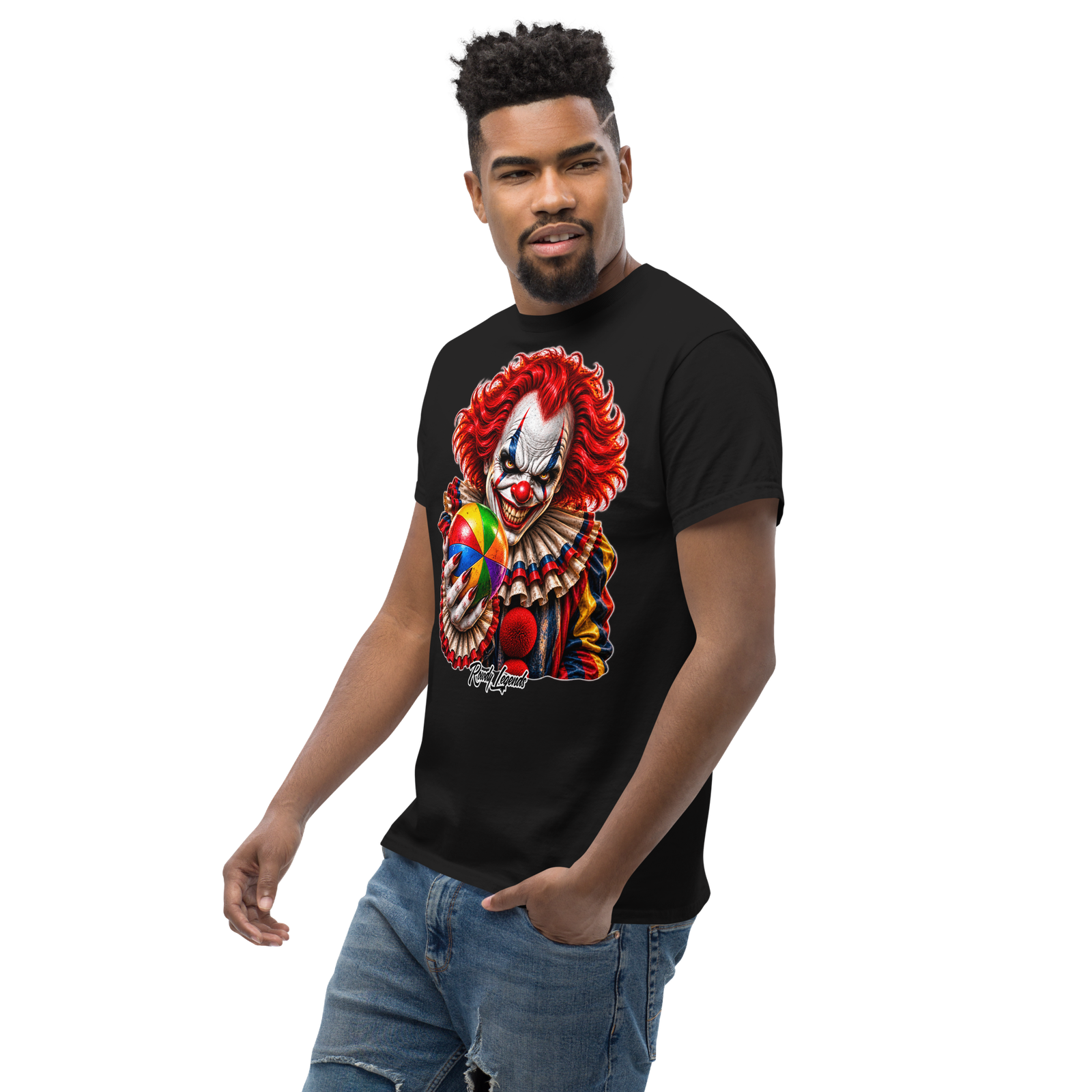 Rowdy Legends "Clown Holding A Colorful Ball" Unisex Classic Tee - Image 7