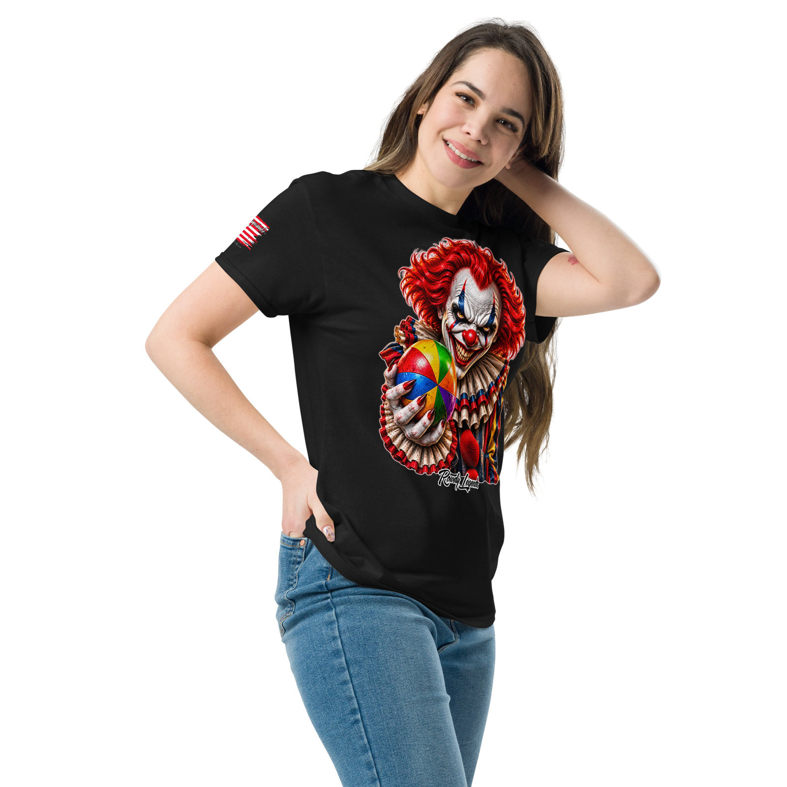 Rowdy Legends "Clown Holding A Colorful Ball" Unisex Classic Tee - Image 9