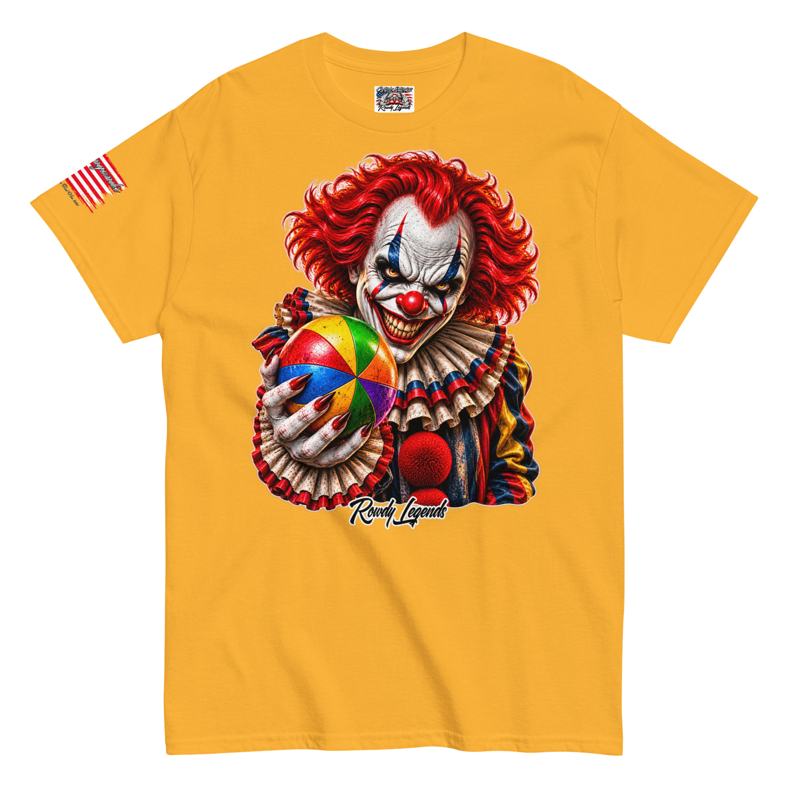 Rowdy Legends "Clown Holding A Colorful Ball" Unisex Classic Tee - Image 35