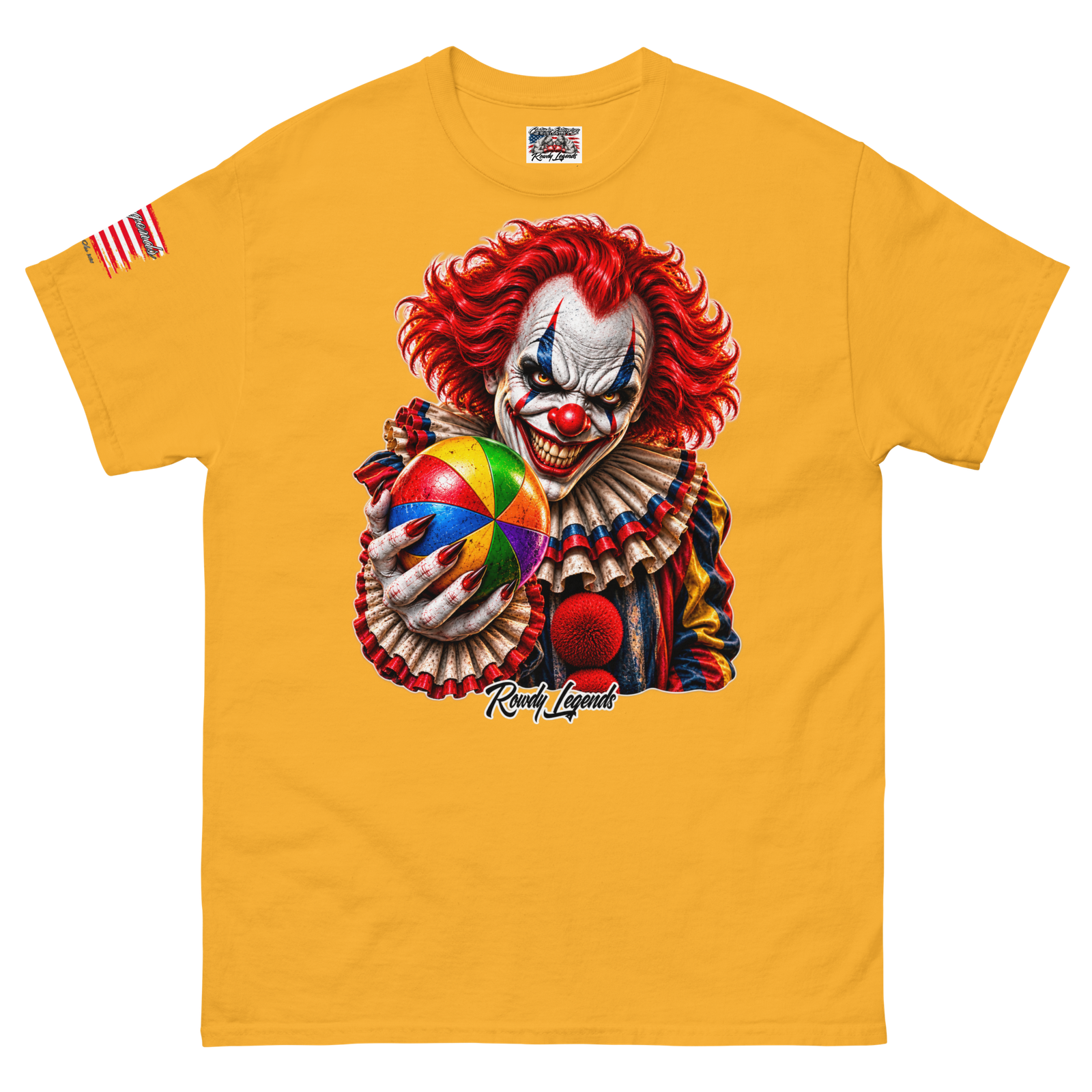 Rowdy Legends "Clown Holding A Colorful Ball" Unisex Classic Tee - Image 50