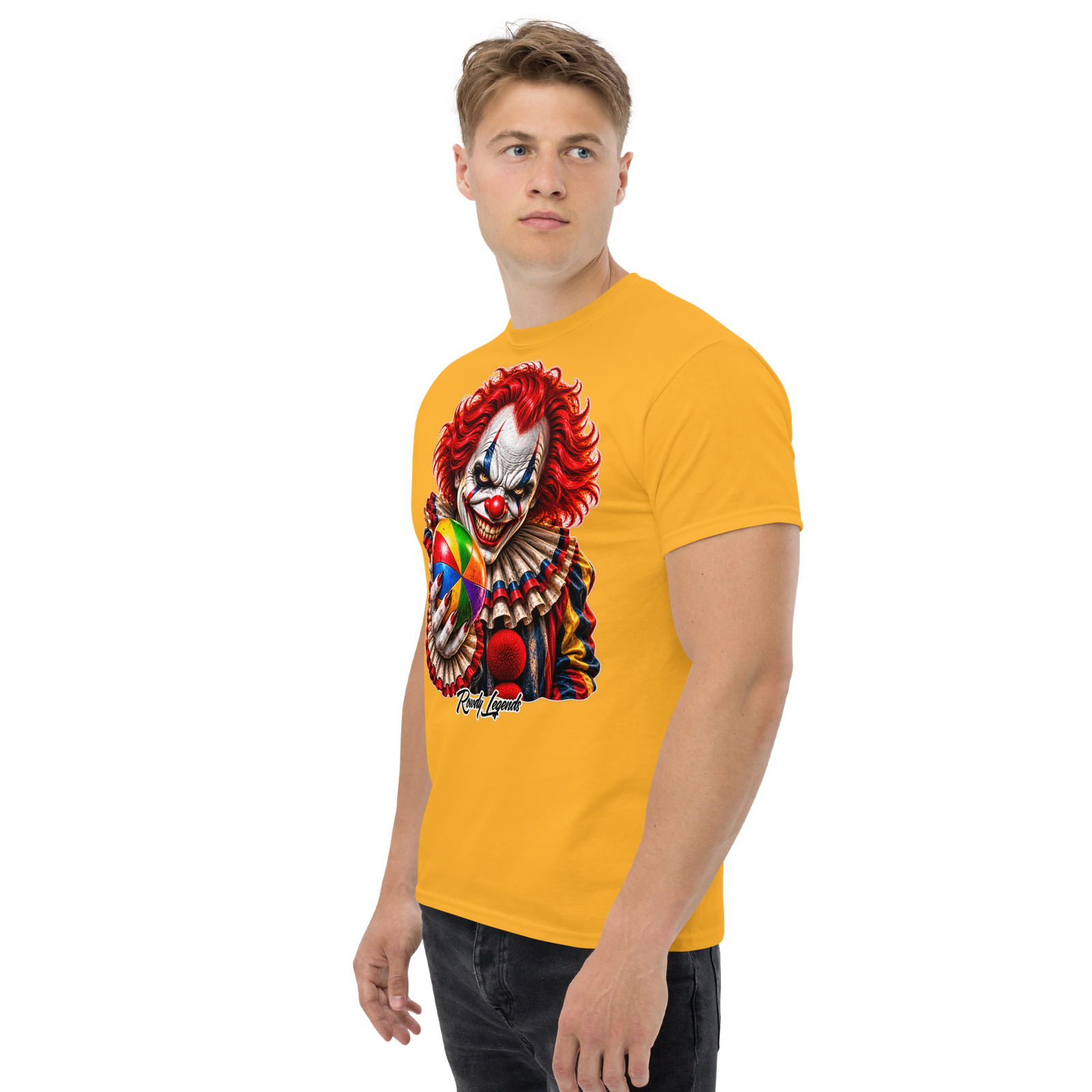 Rowdy Legends "Clown Holding A Colorful Ball" Unisex Classic Tee - Image 28