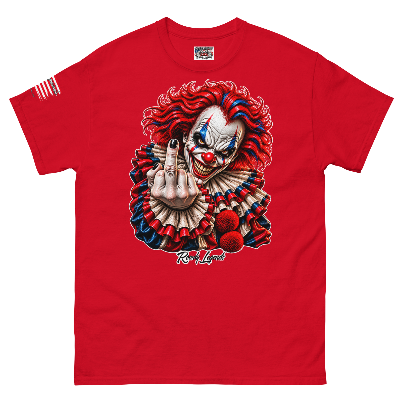 Rowdy Legends "Clown Fipping The Bird" Unisex Classic Tee - Image 3