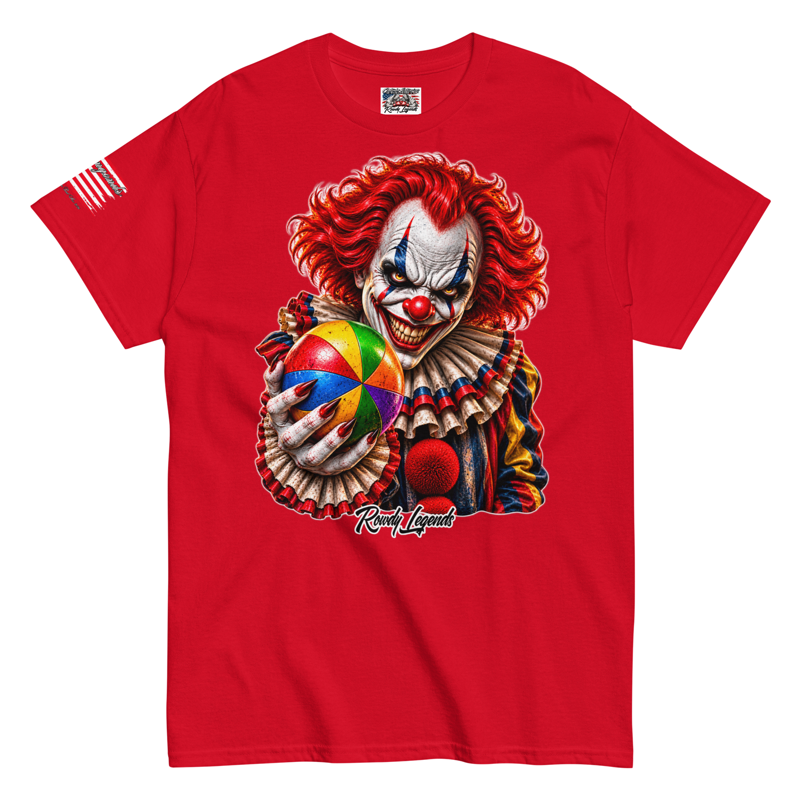 Rowdy Legends "Clown Holding A Colorful Ball" Unisex Classic Tee - Image 23