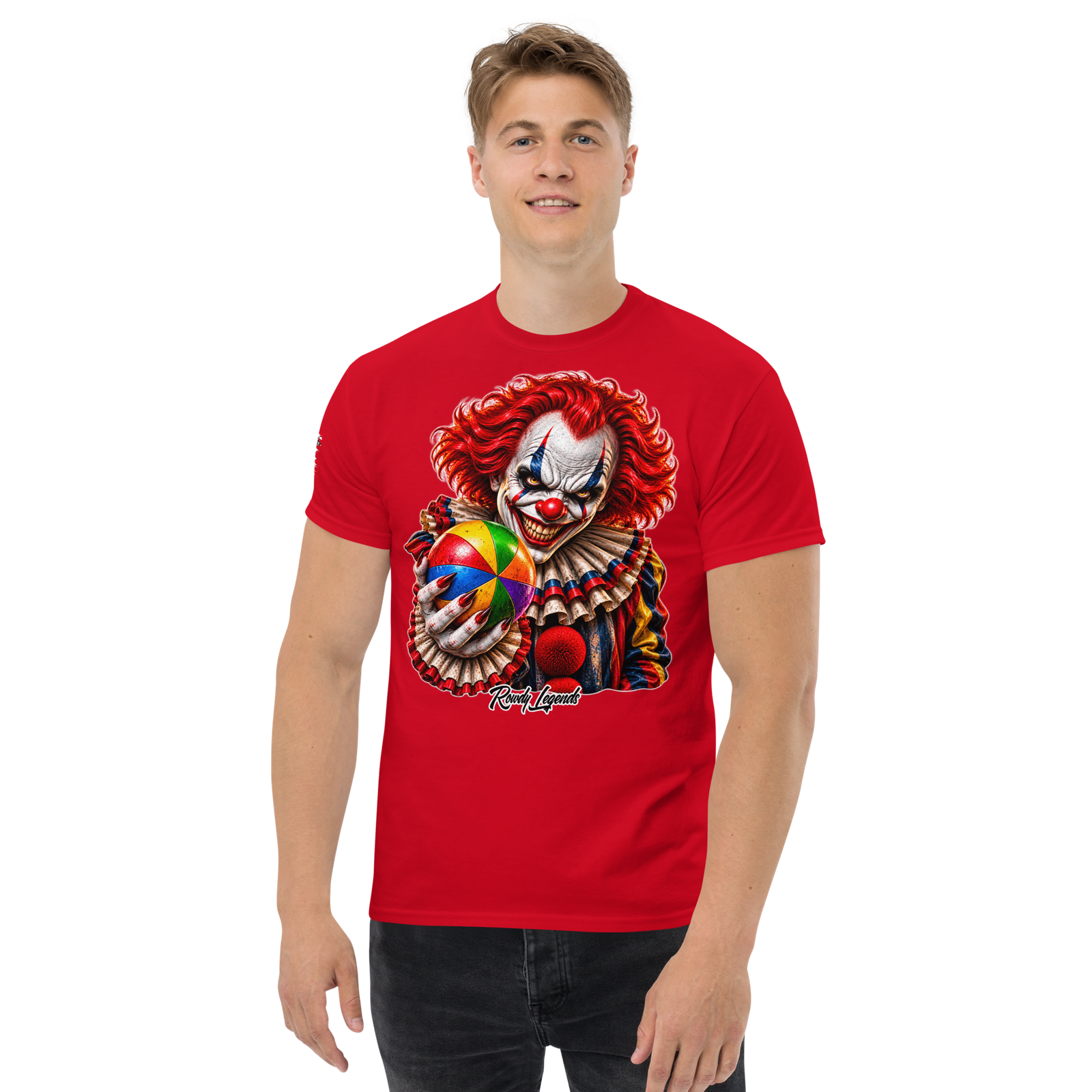 Rowdy Legends "Clown Holding A Colorful Ball" Unisex Classic Tee - Image 24