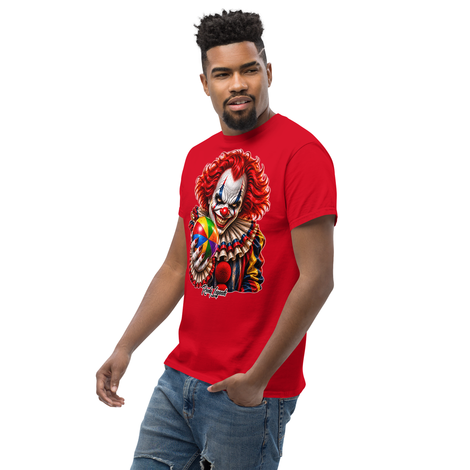 Rowdy Legends "Clown Holding A Colorful Ball" Unisex Classic Tee - Image 19